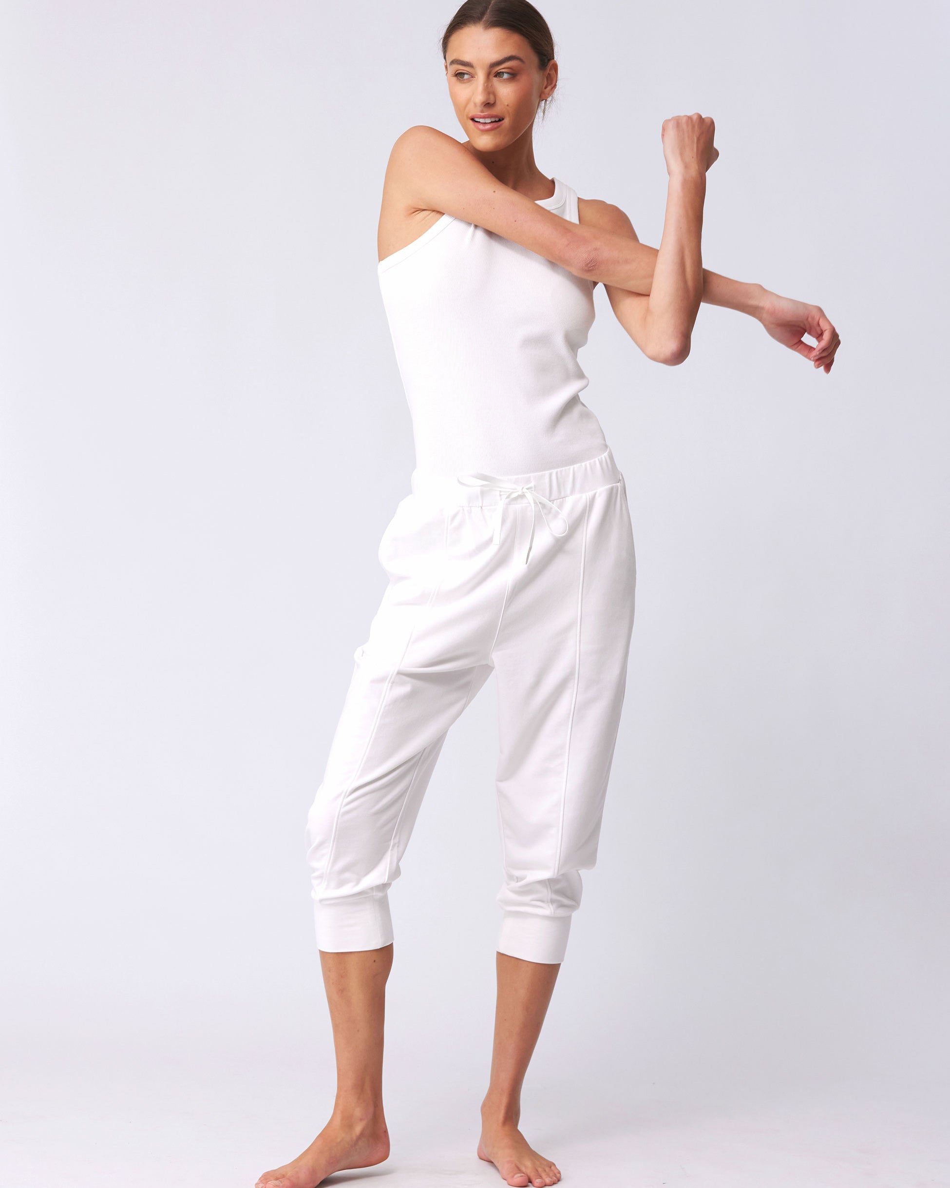 Breeze French Terry Cropped Jogger - White