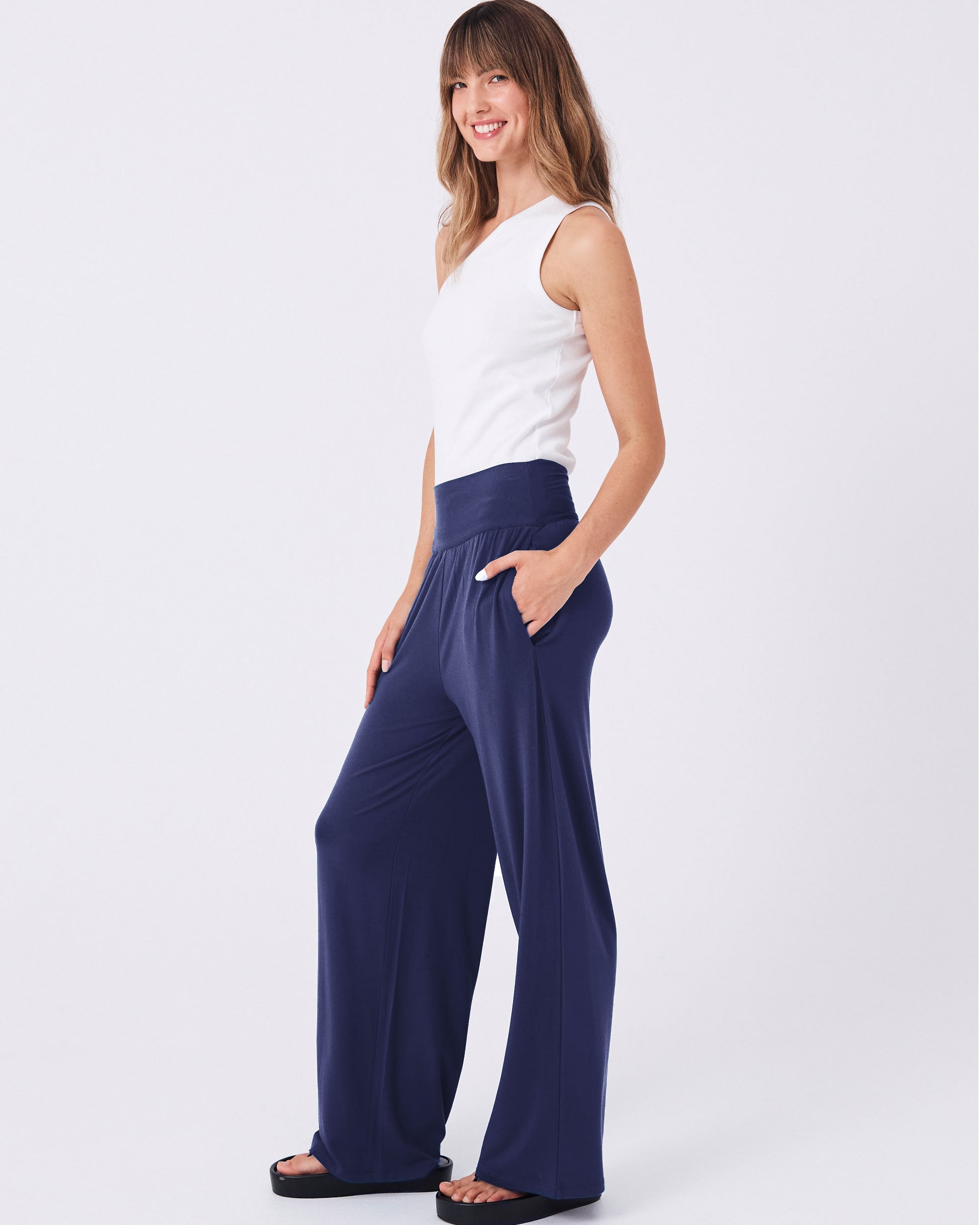 Nomad Modal Wide Leg Pant - Navy