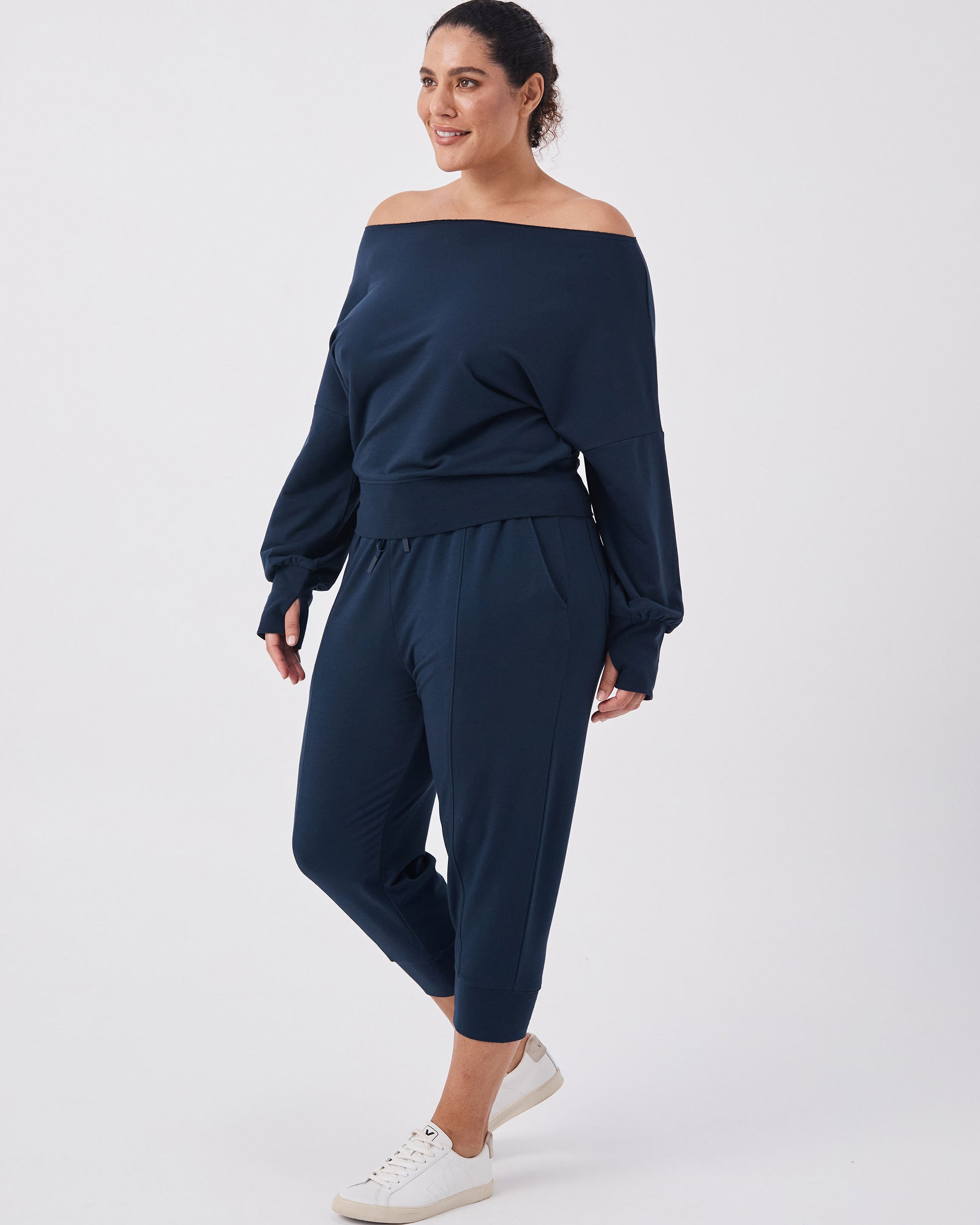 Breeze French Terry Cropped Jogger - Navy