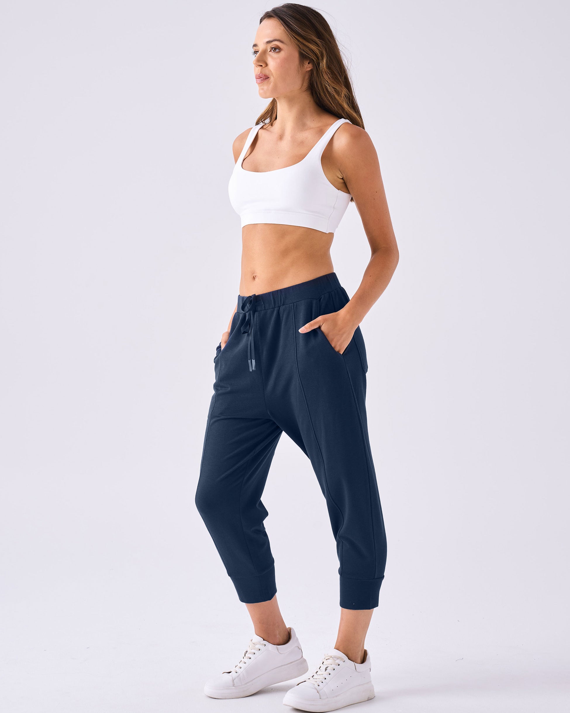 Breeze French Terry Cropped Jogger - Navy