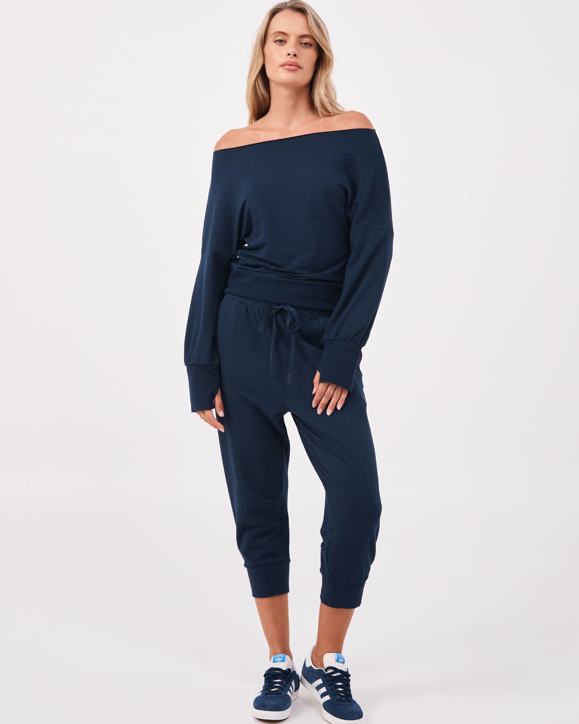 Breeze French Terry Cropped Jogger - Navy