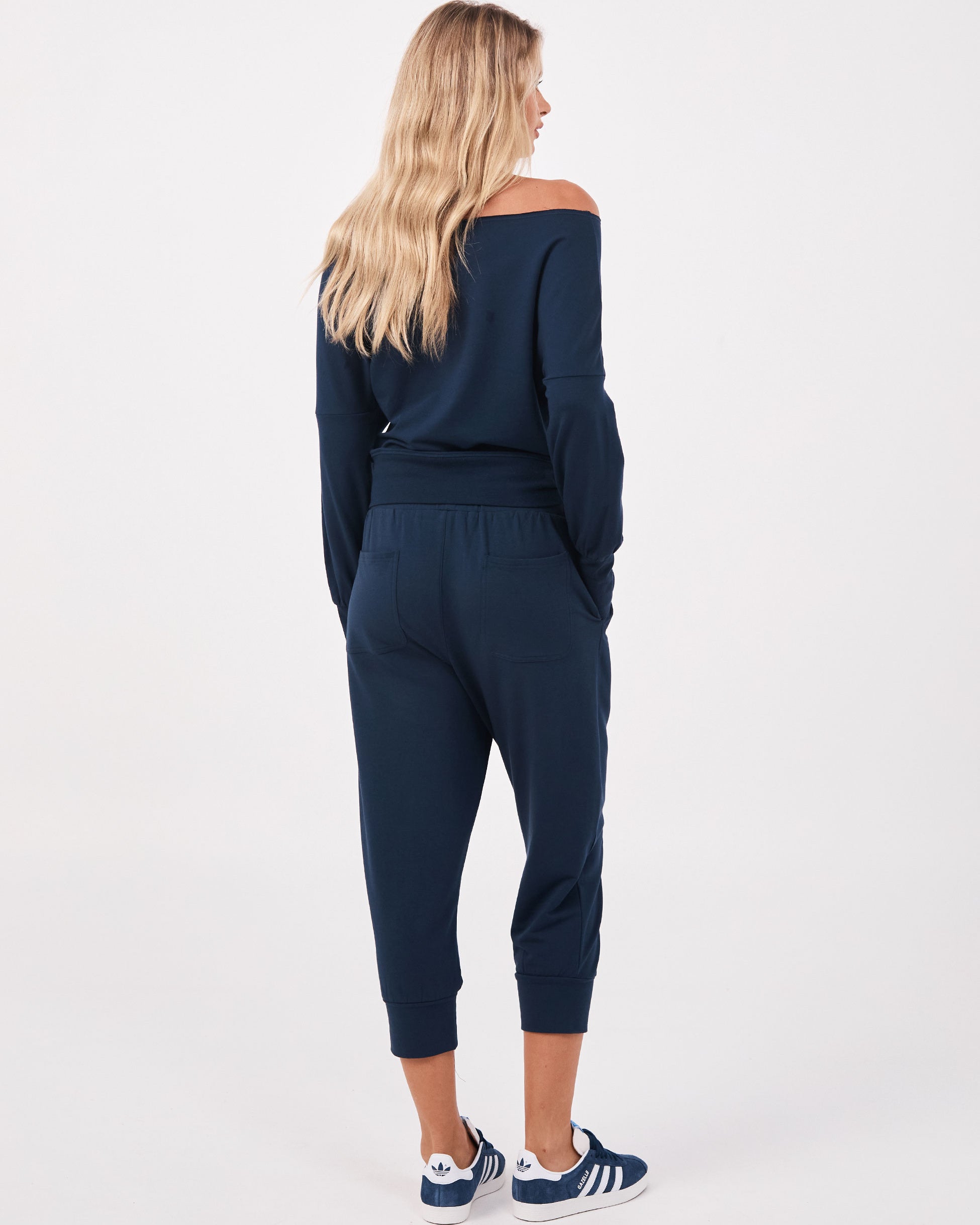 Breeze French Terry Cropped Jogger - Navy