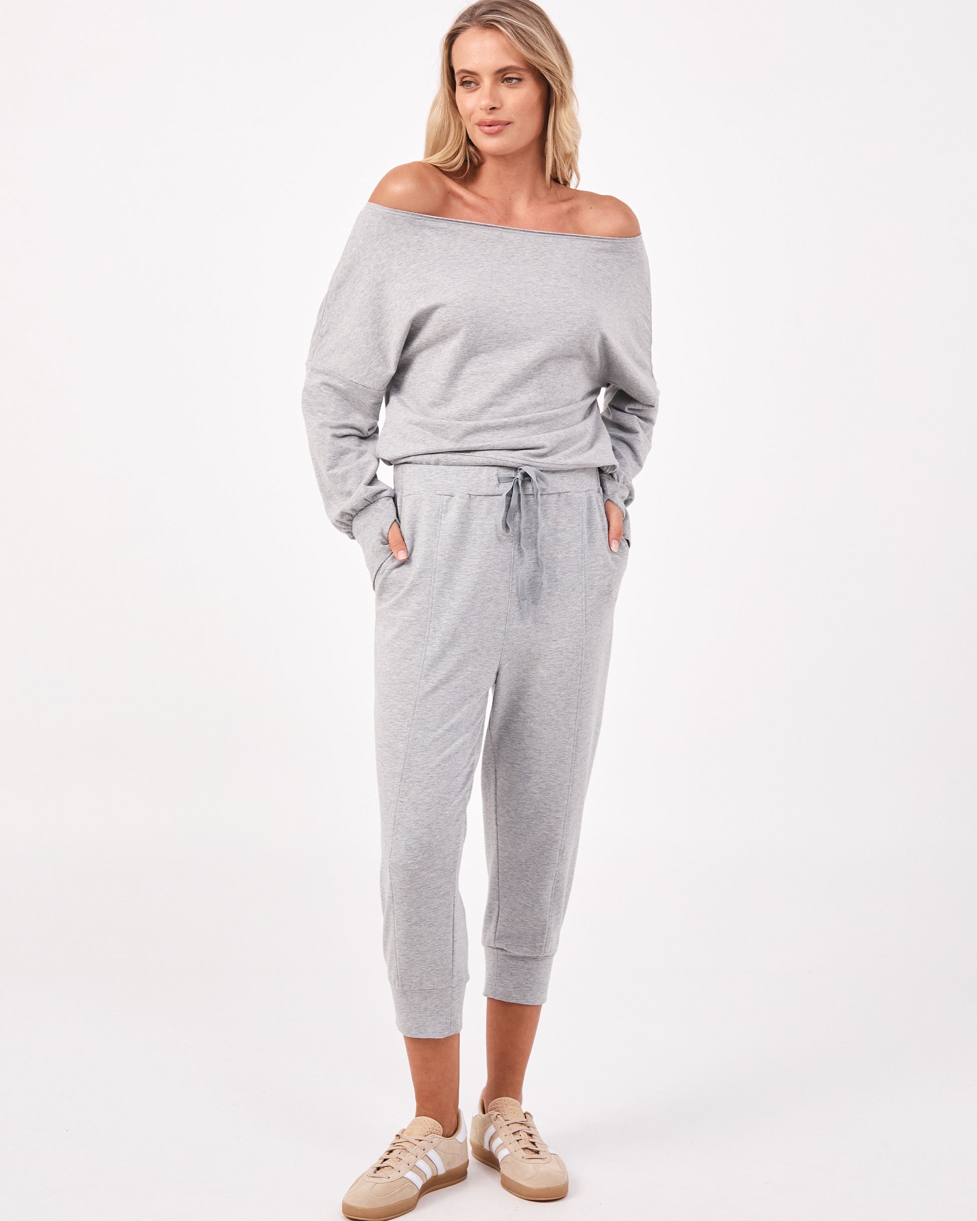 Breeze French Terry Cropped Jogger - Melange Grey