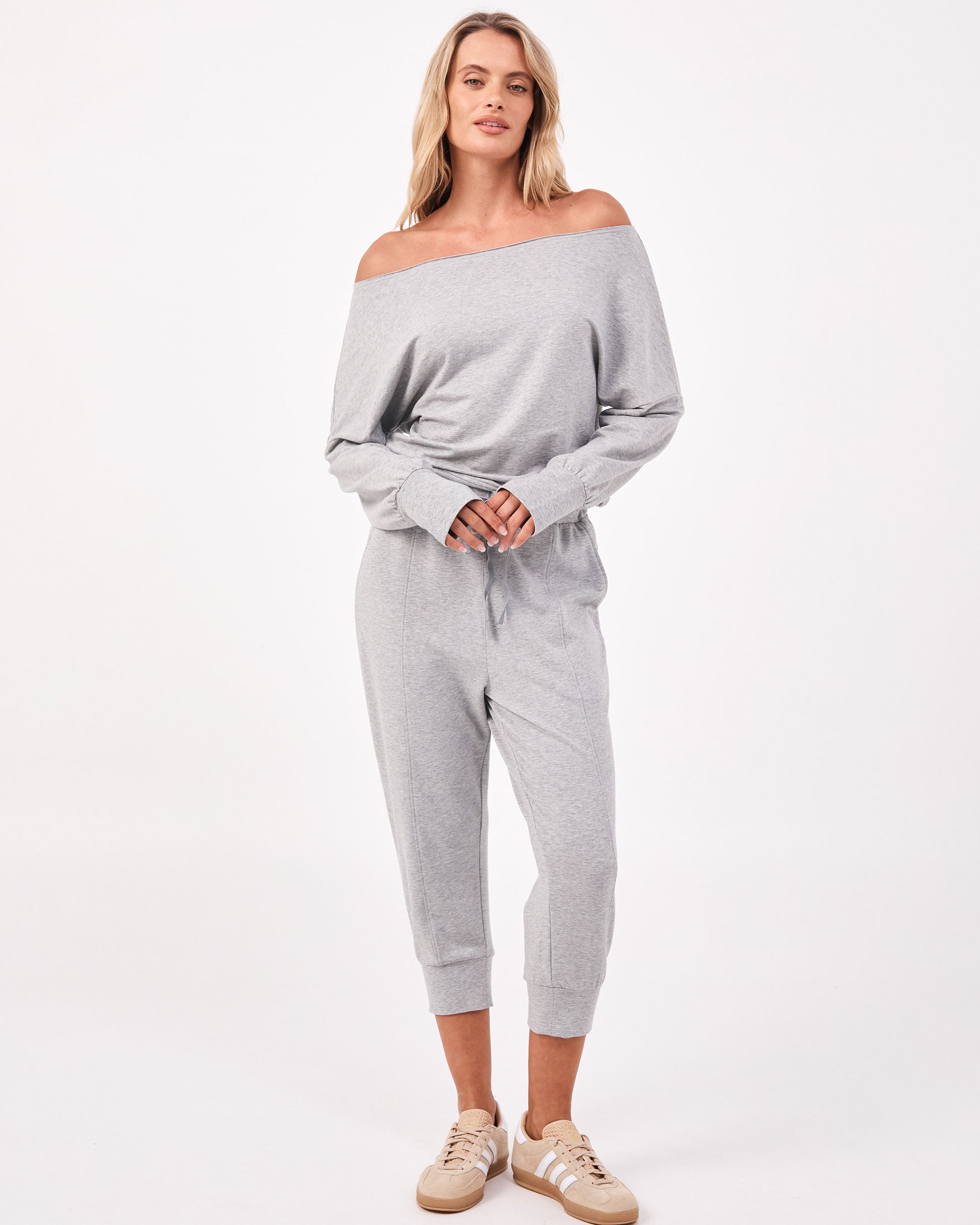 Breeze French Terry Cropped Jogger - Melange Grey