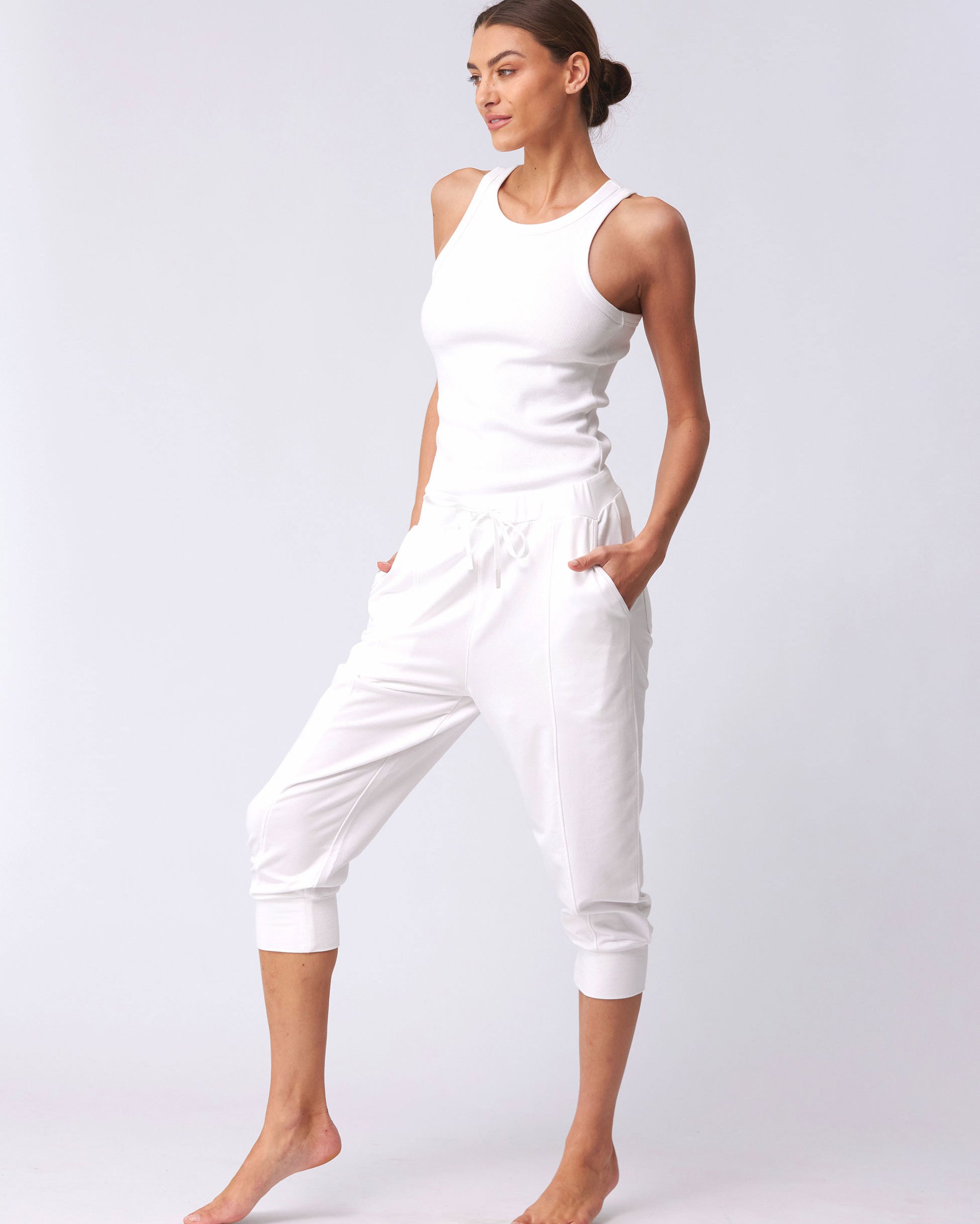 Breeze French Terry Cropped Jogger - White