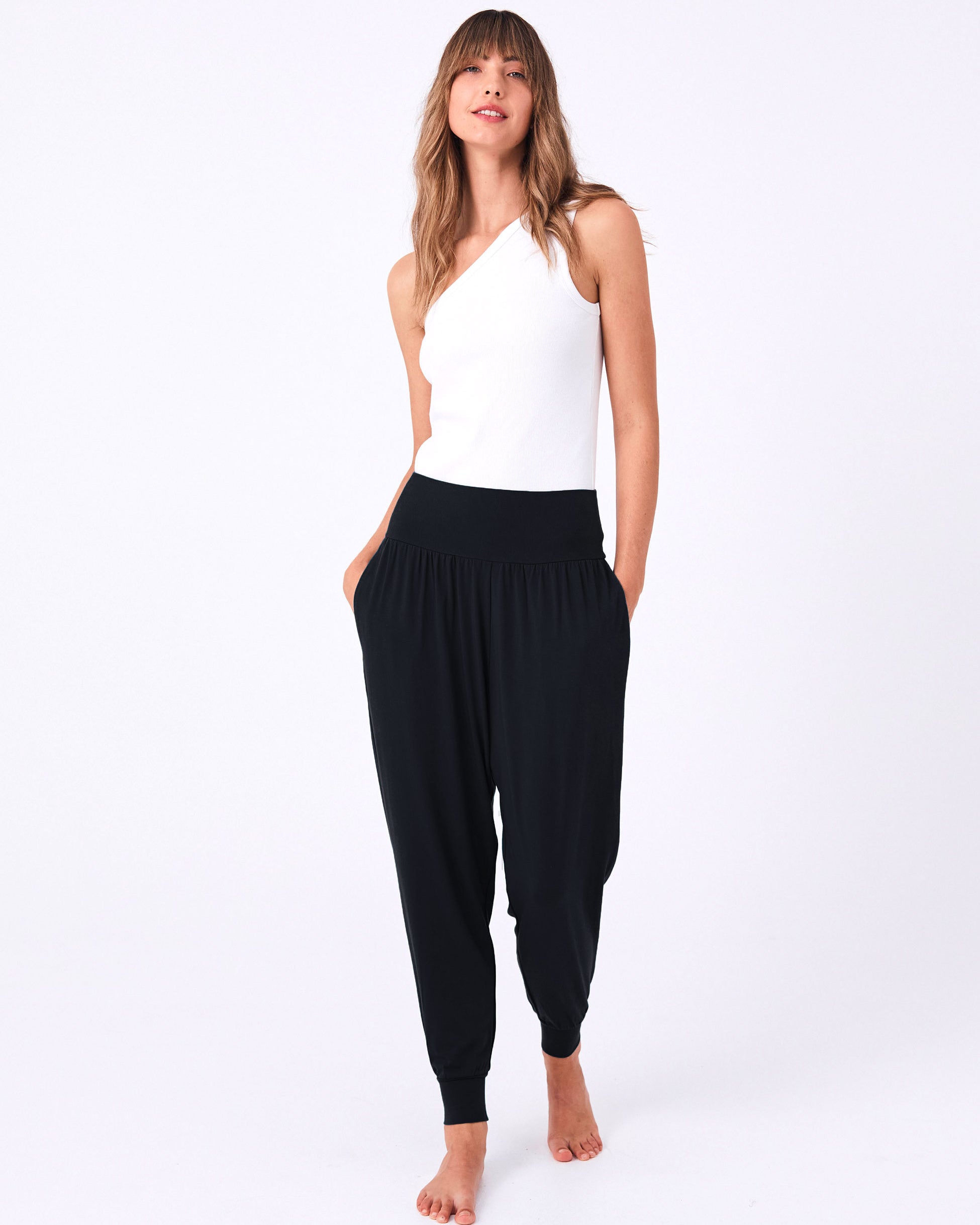 Asymmetric Organic Cotton Knit Tank - White