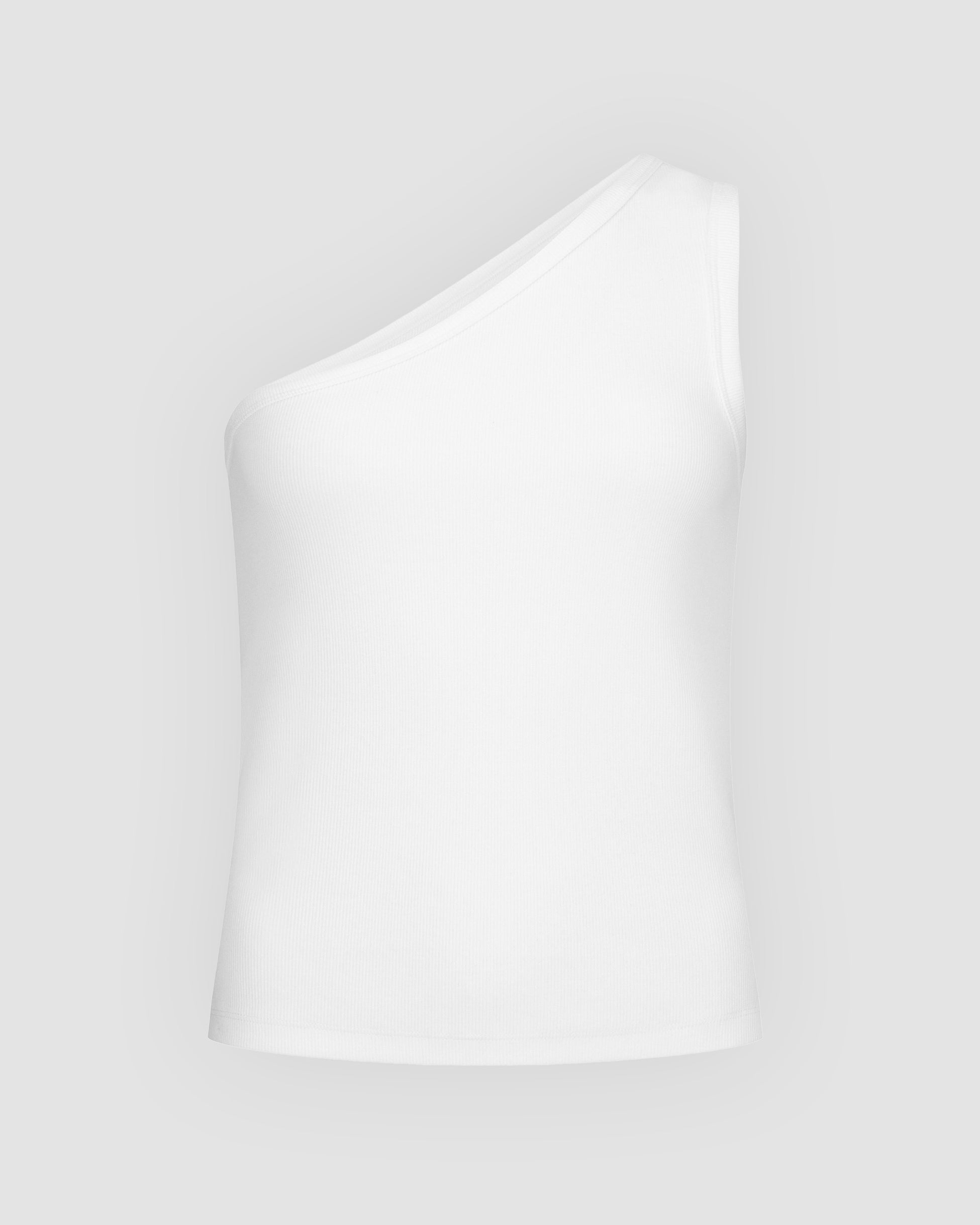 Asymmetric Organic Cotton Knit Tank - White