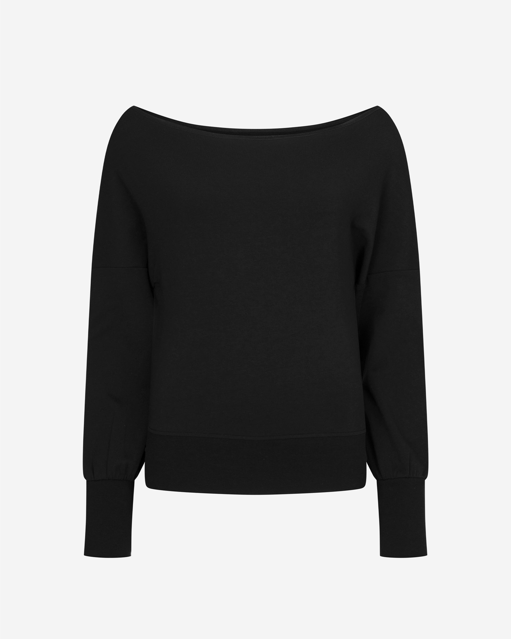 French Terry Off Shoulder Sweatshirt - Black