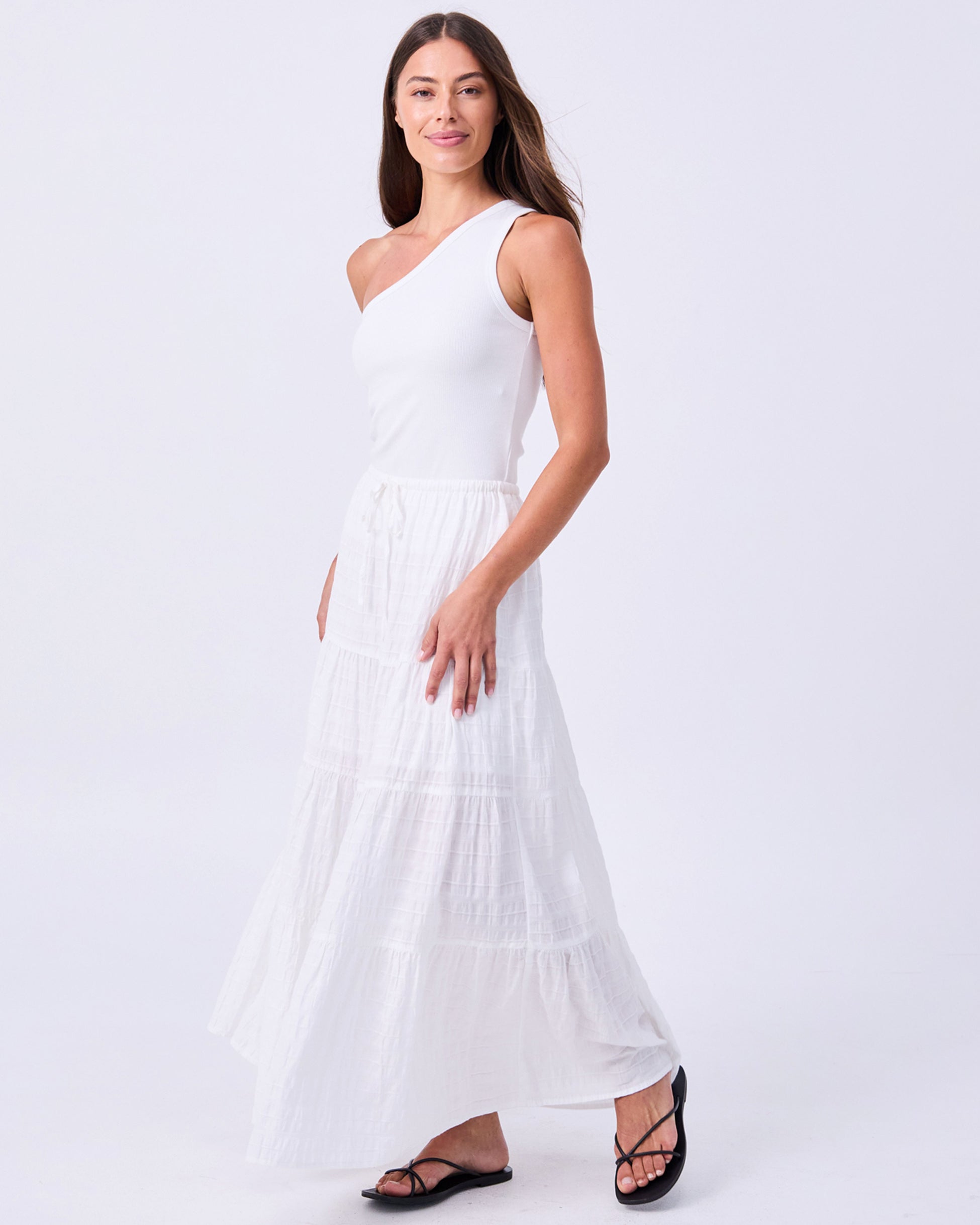 Textured Tiered Skirt - White