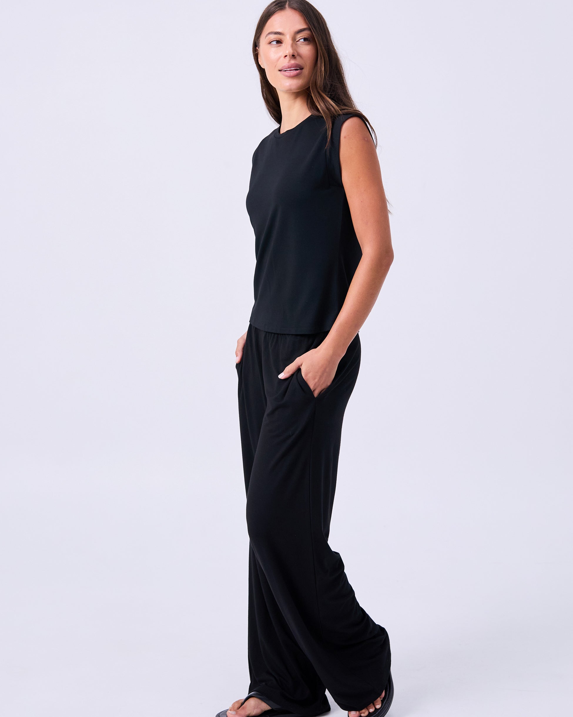 Modal Cap Sleeve Tee - Black