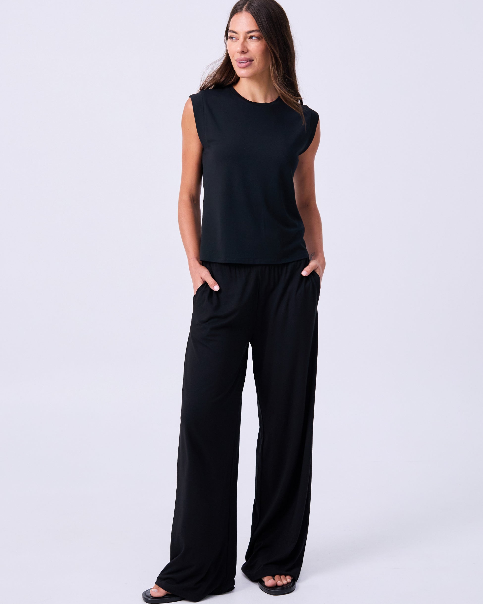 Modal Cap Sleeve Tee - Black