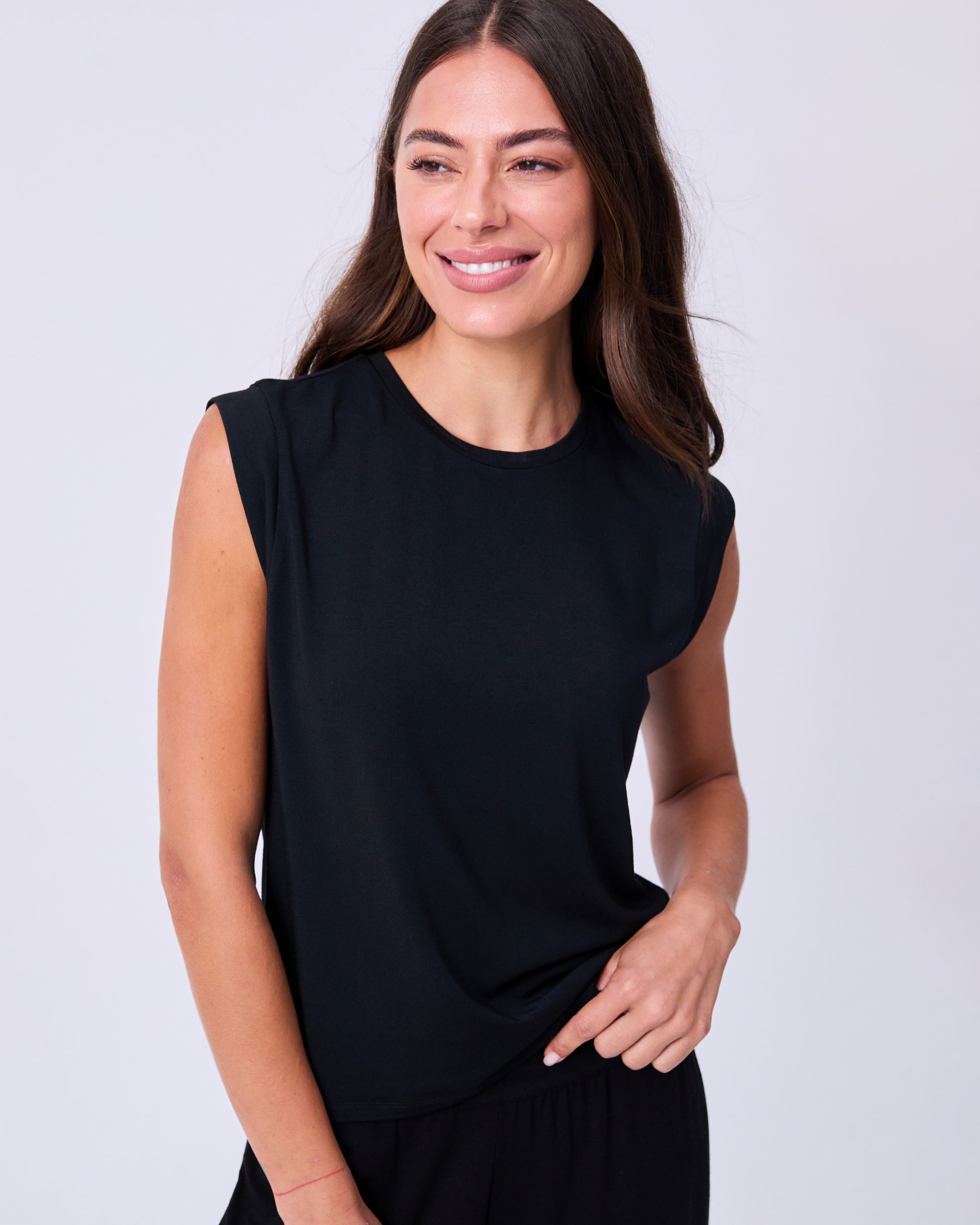 Modal Cap Sleeve Tee - Black