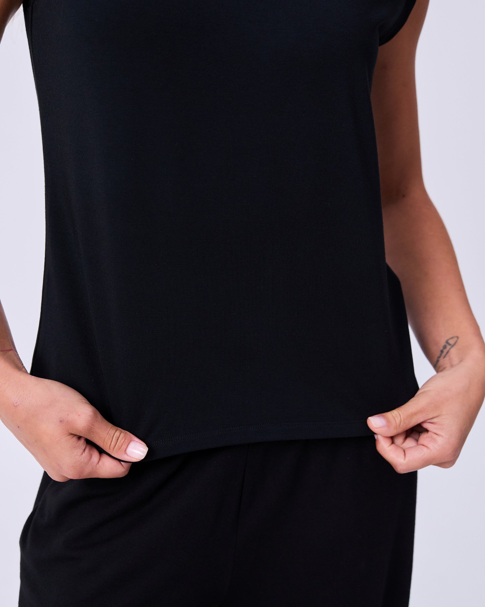 Modal Cap Sleeve Tee - Black