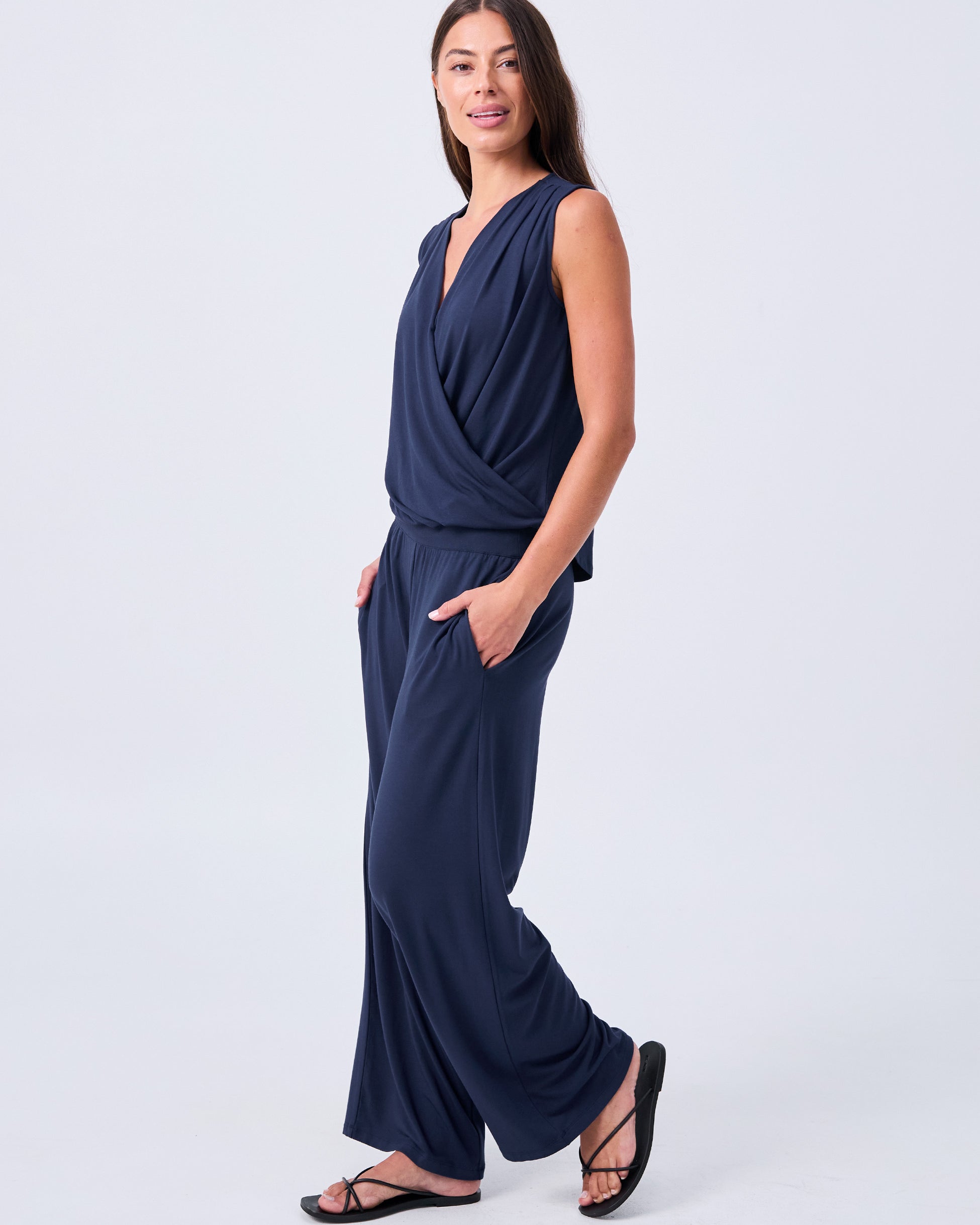 Athena Drape Top - Navy