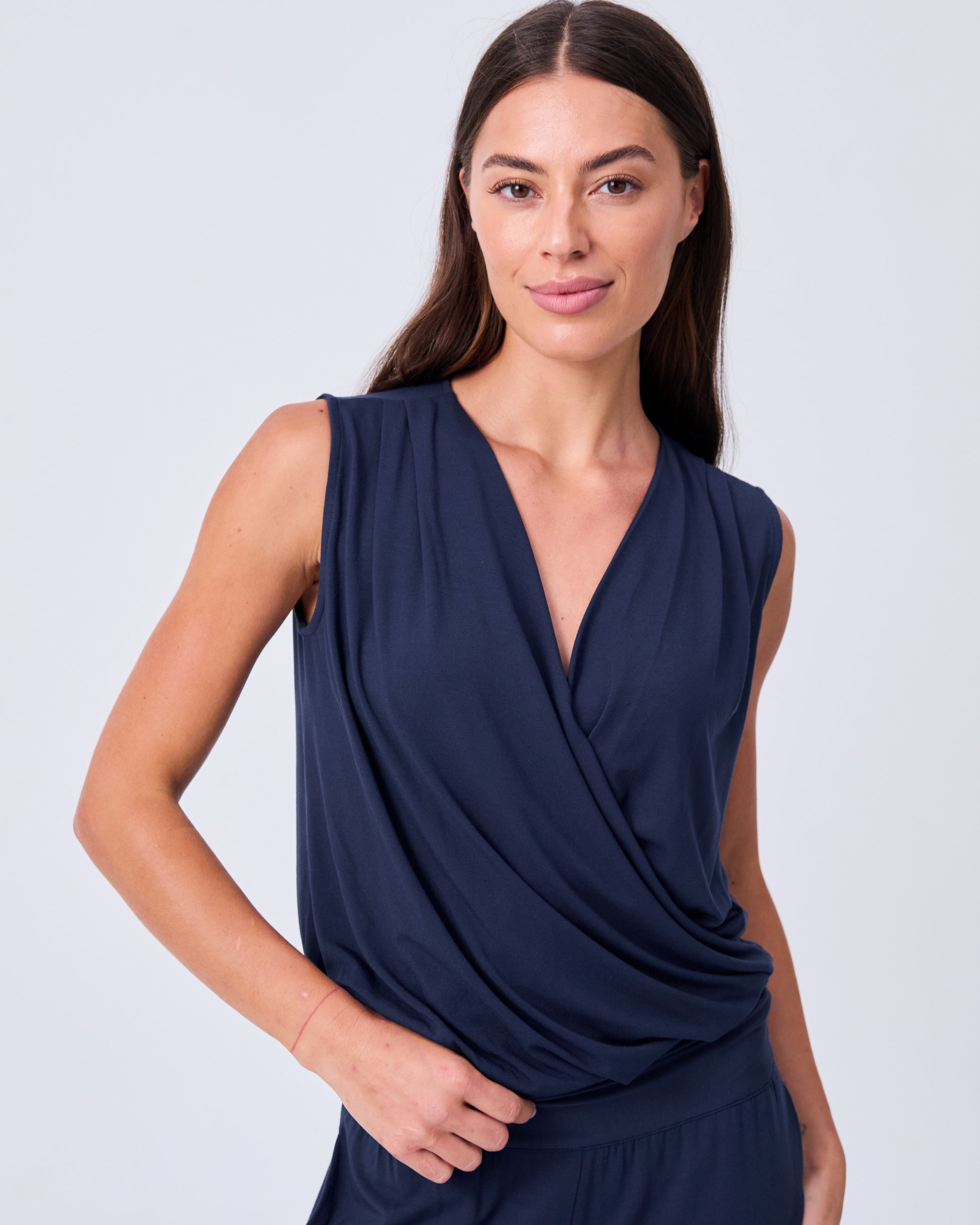 Athena Drape Top - Navy