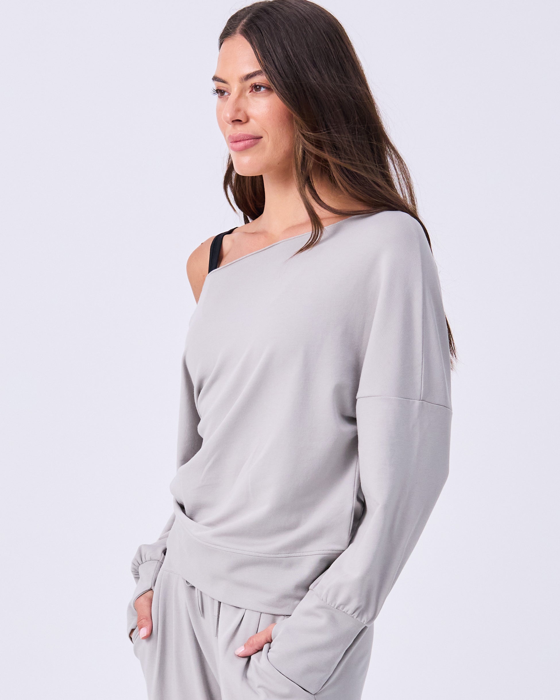 French Terry Off Shoulder Sweatshirt - Paloma