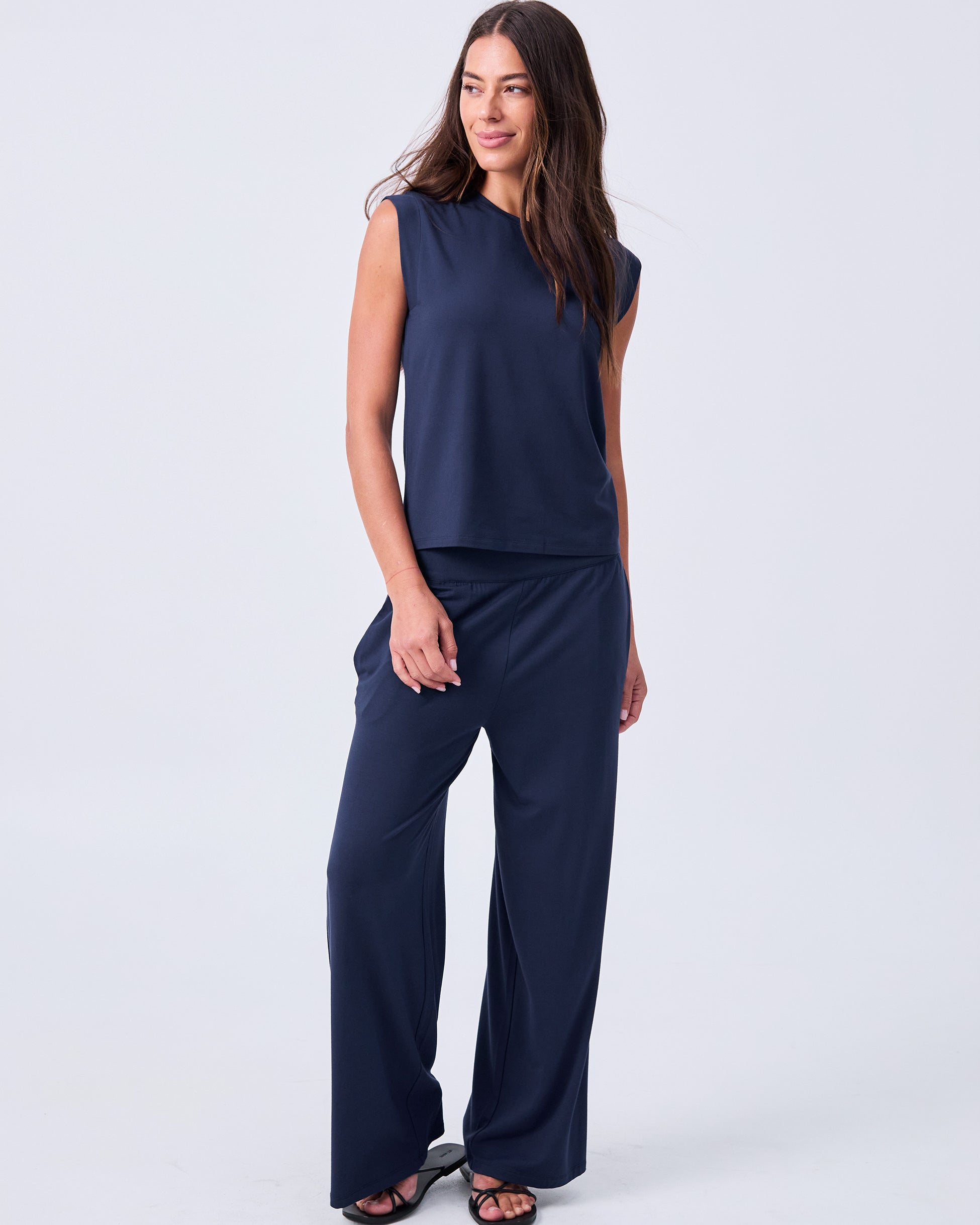 Modal Cap Sleeve Tee - Navy