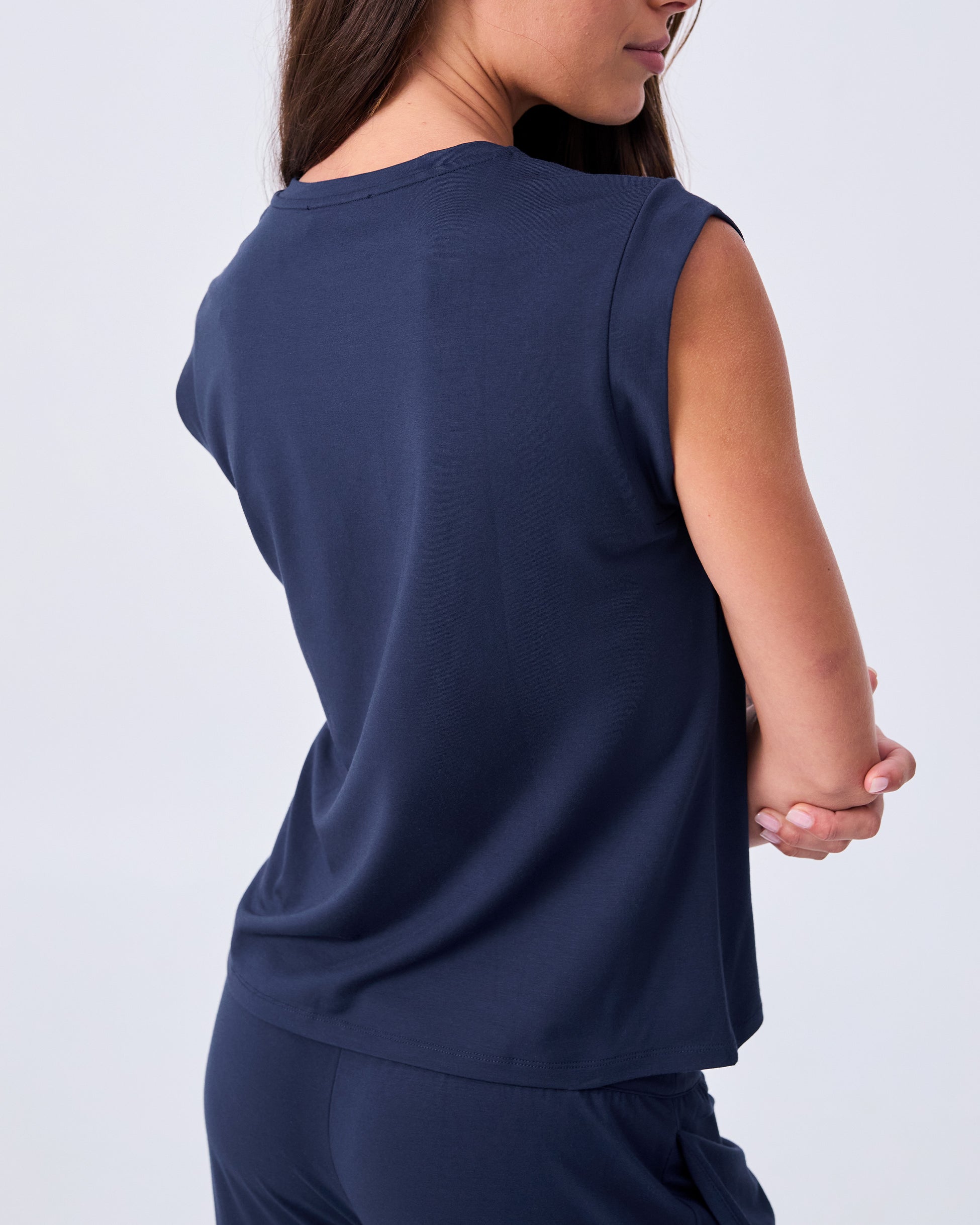 Modal Cap Sleeve Tee - Navy