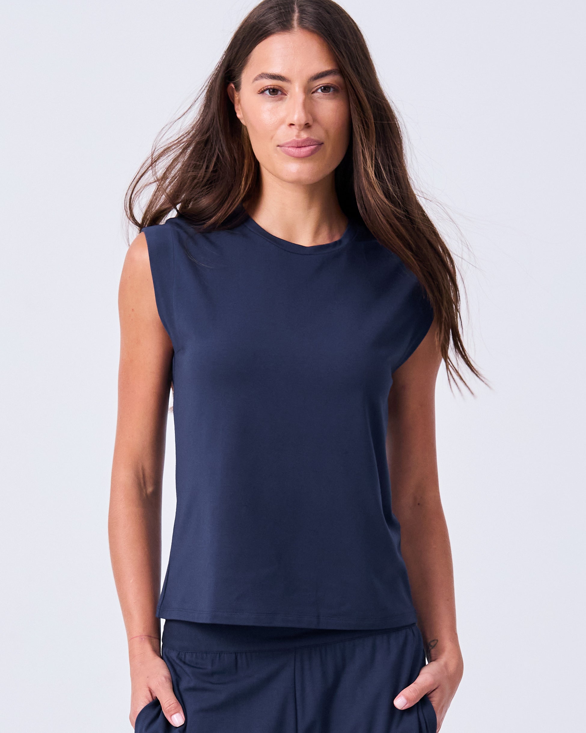 Modal Cap Sleeve Tee - Navy