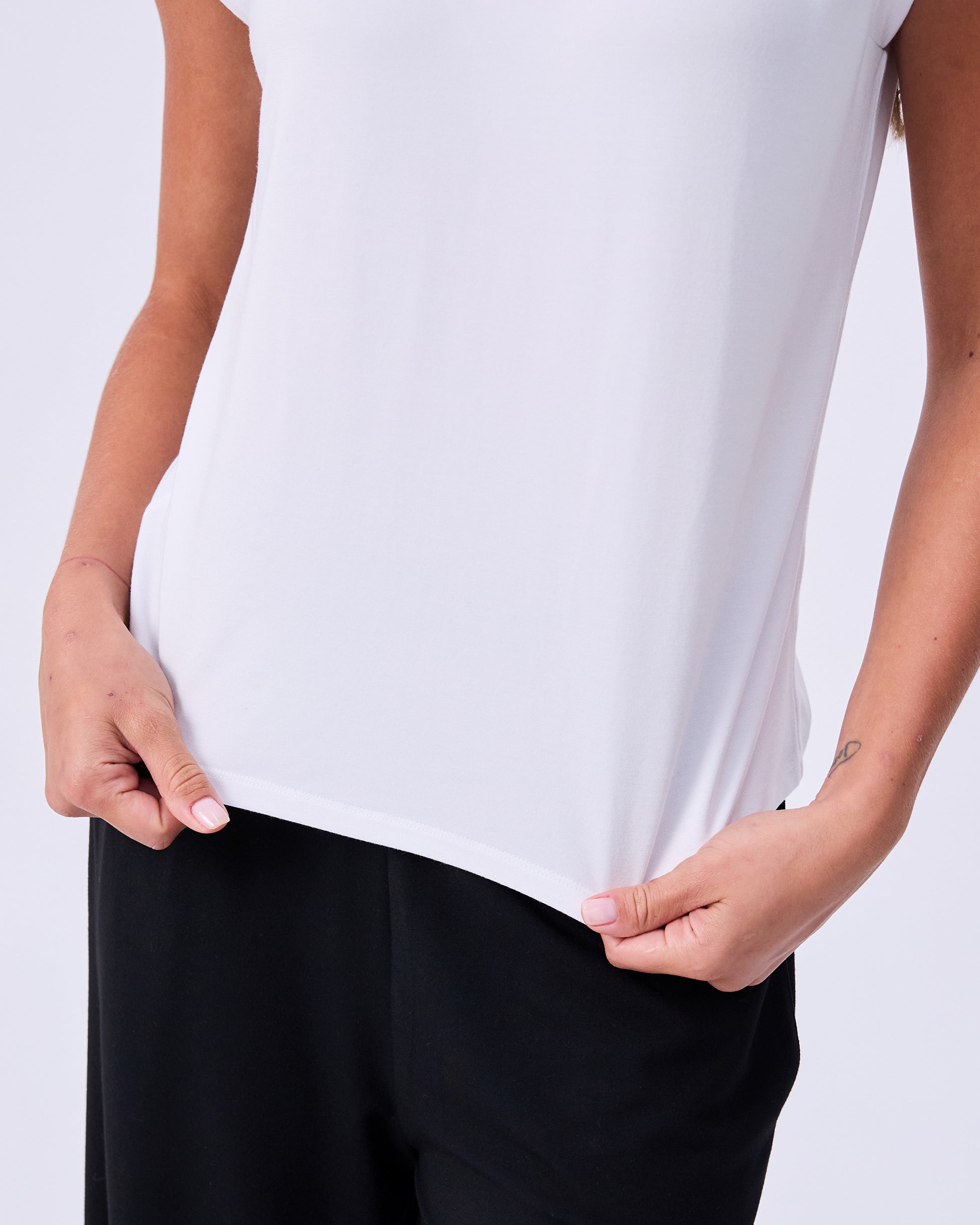 Modal Cap Sleeve Tee - White