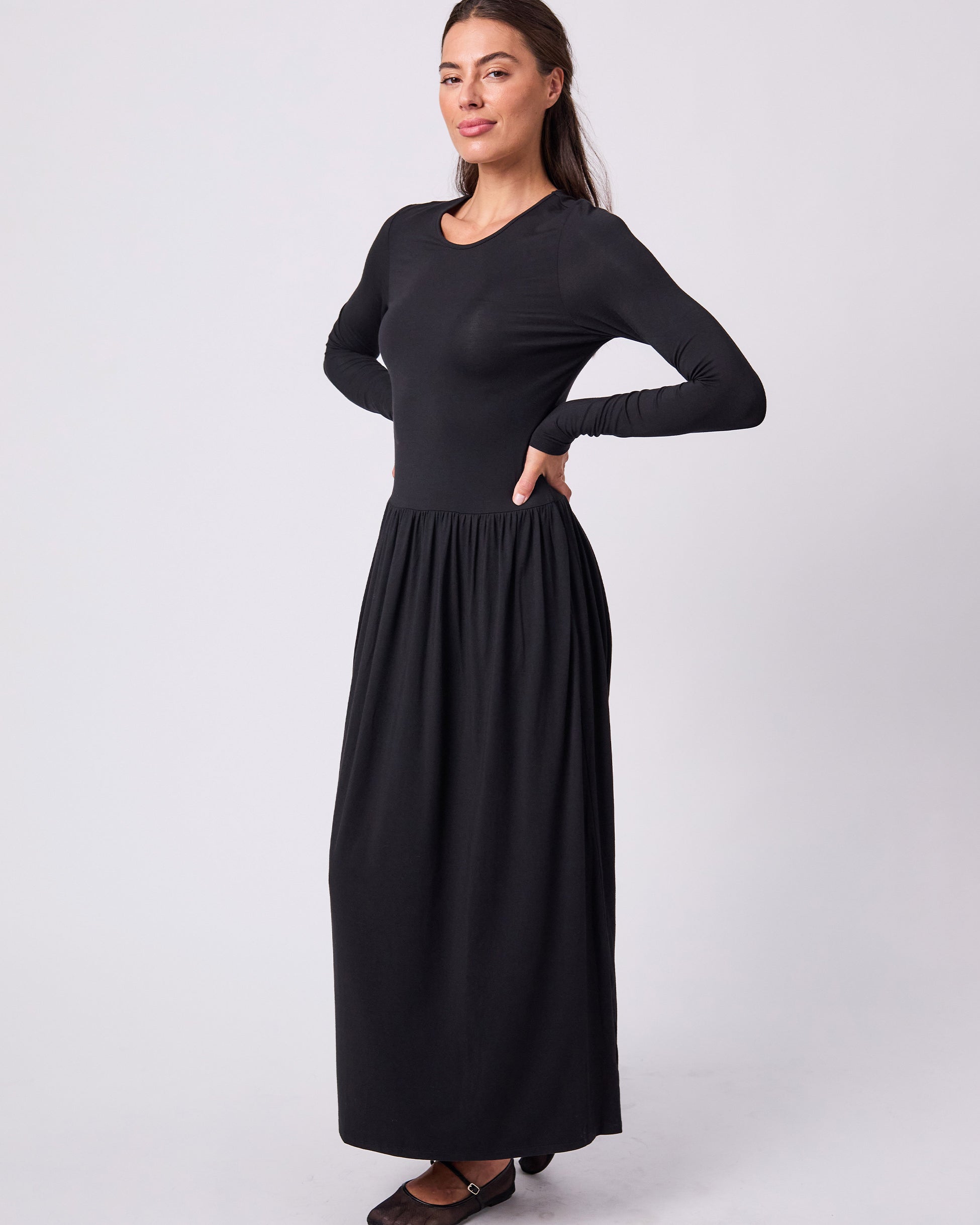 Long Essential Maxi Dress - Black
