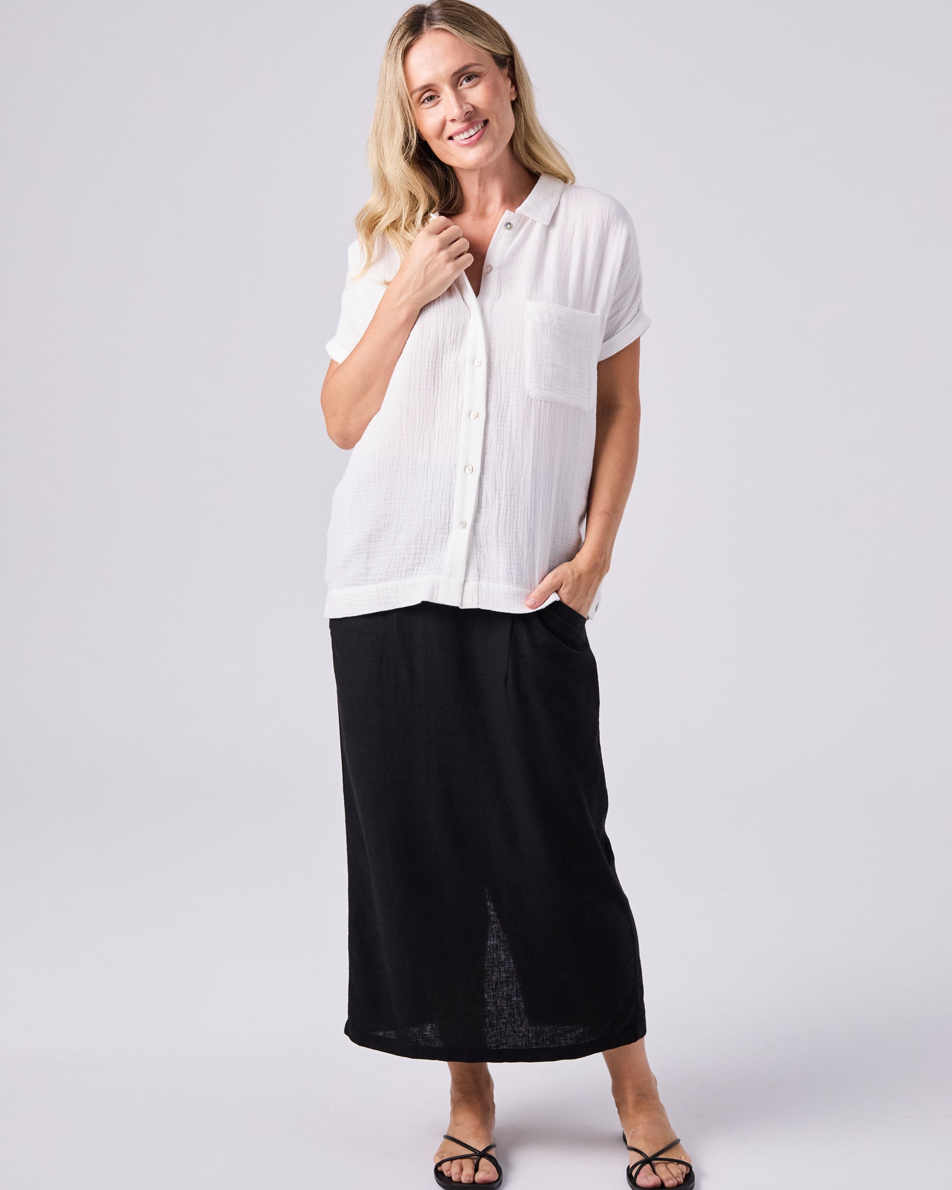 Textured Cheesecloth Shirt - White