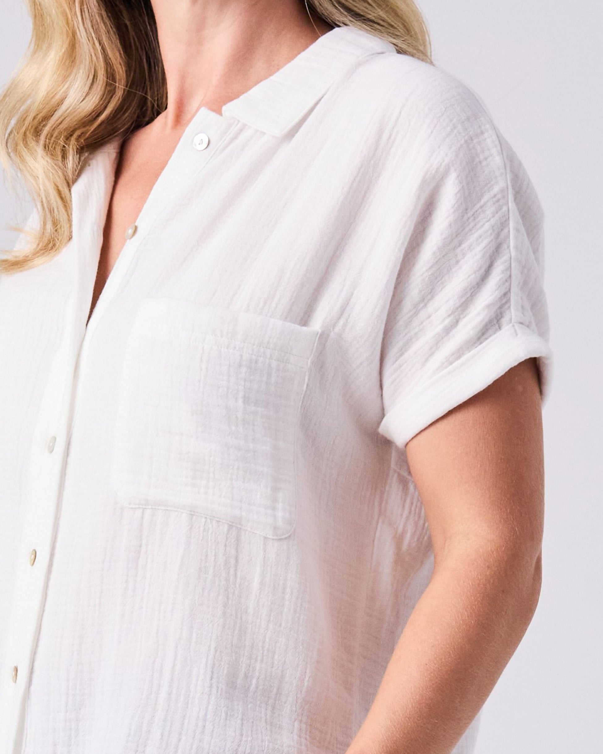 Textured Cheesecloth Shirt - White