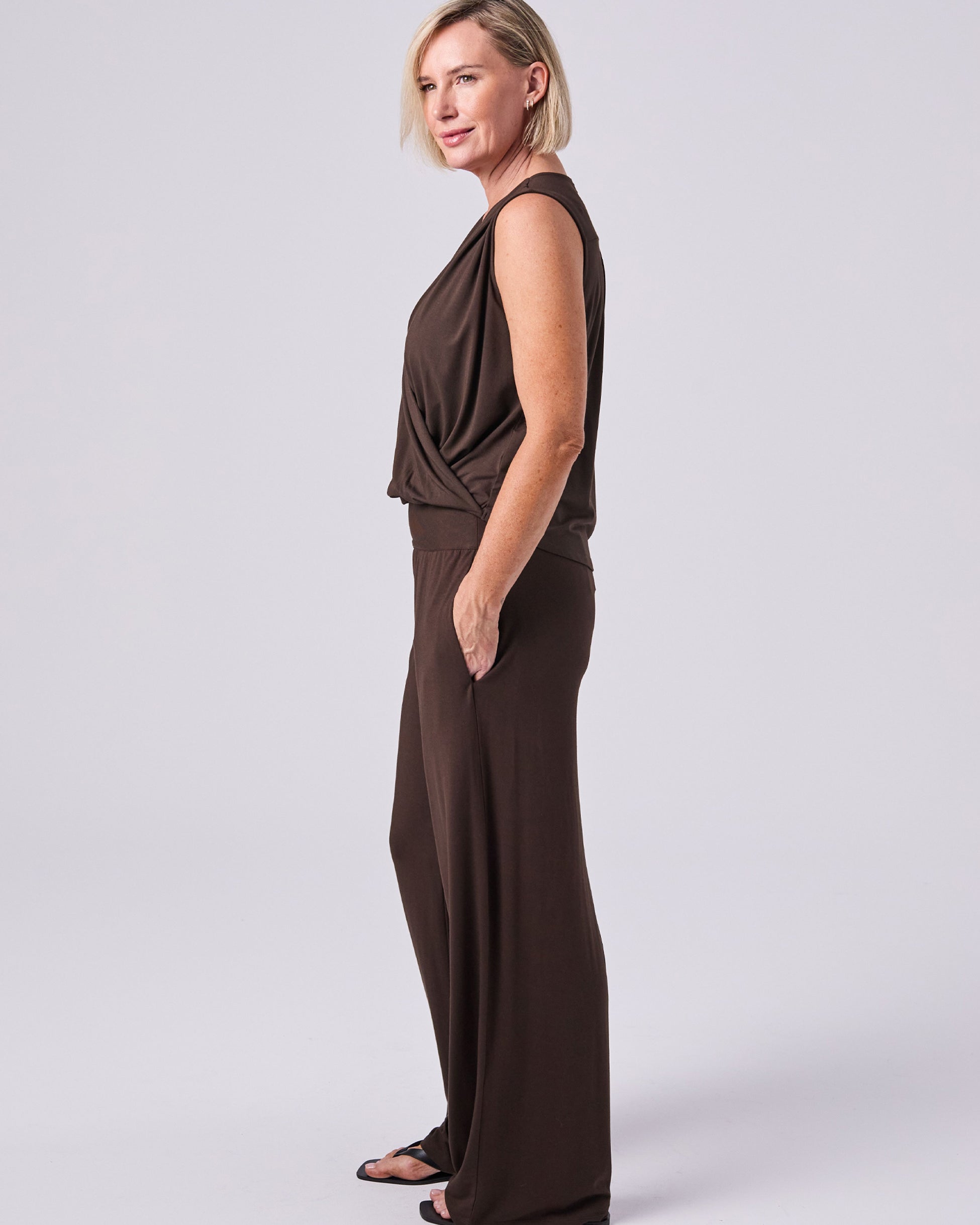 Athena Drape Top - Coffee Bean