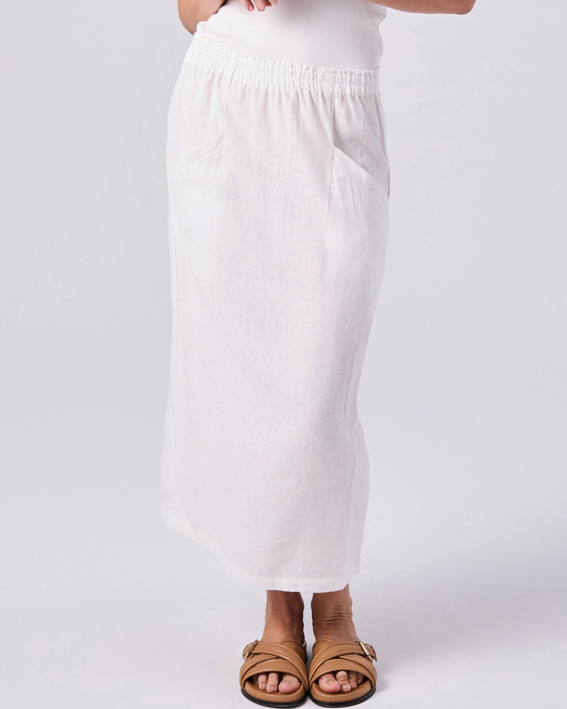 Linen Cali Skirt - White