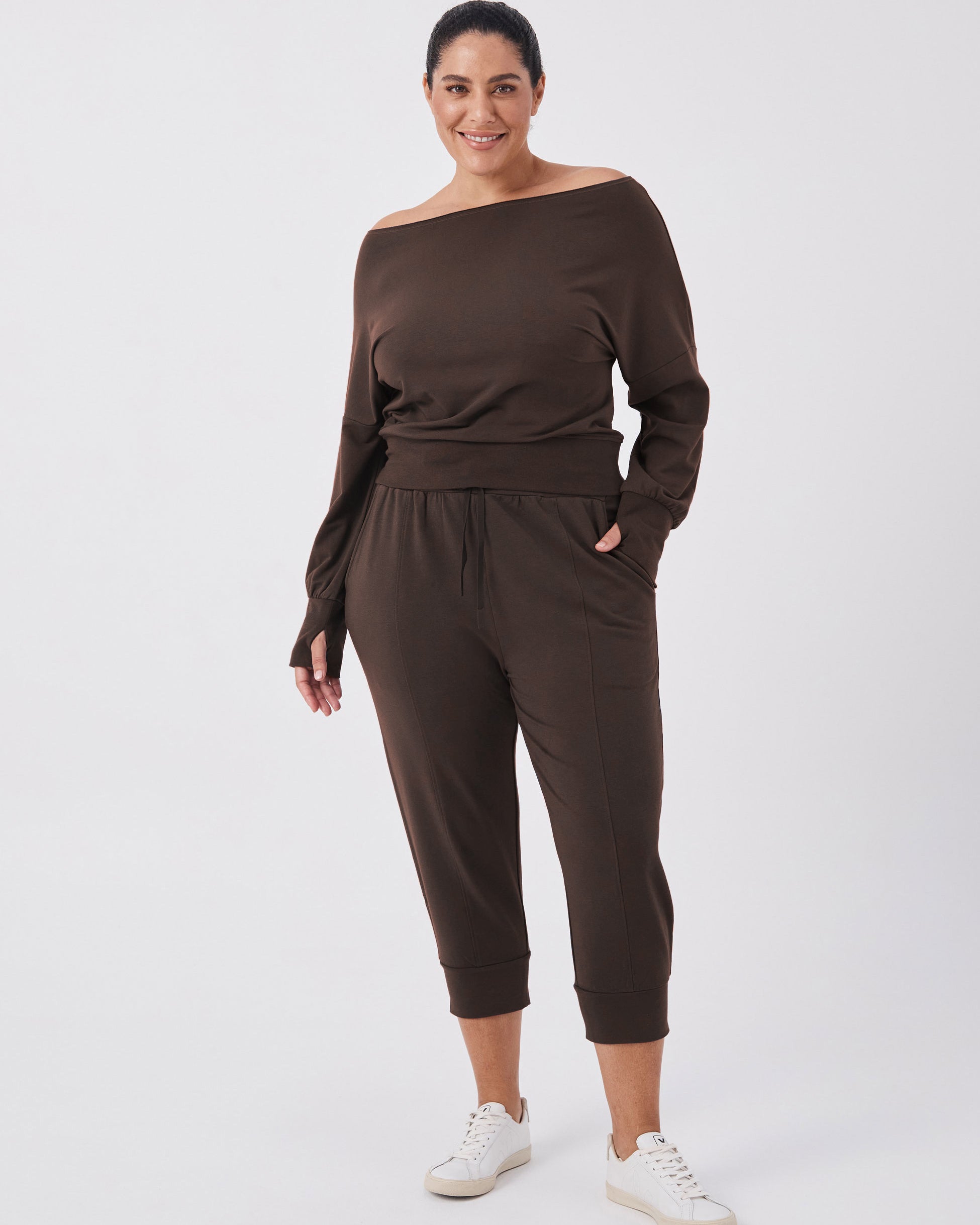Breeze French Terry Cropped Jogger - Coffee Bean