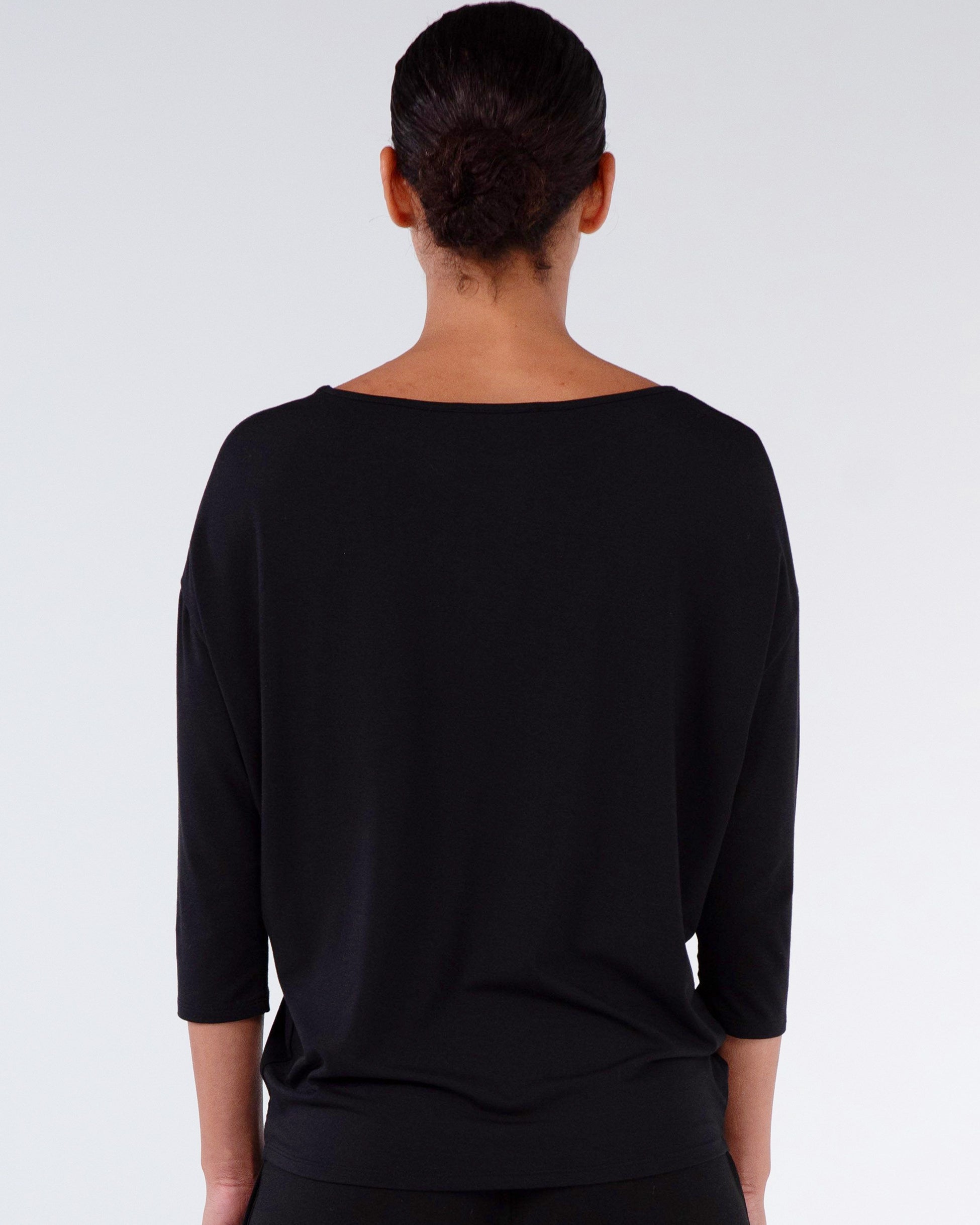 Modal Luxe Layer Tee 3/4 Sleeve - Black