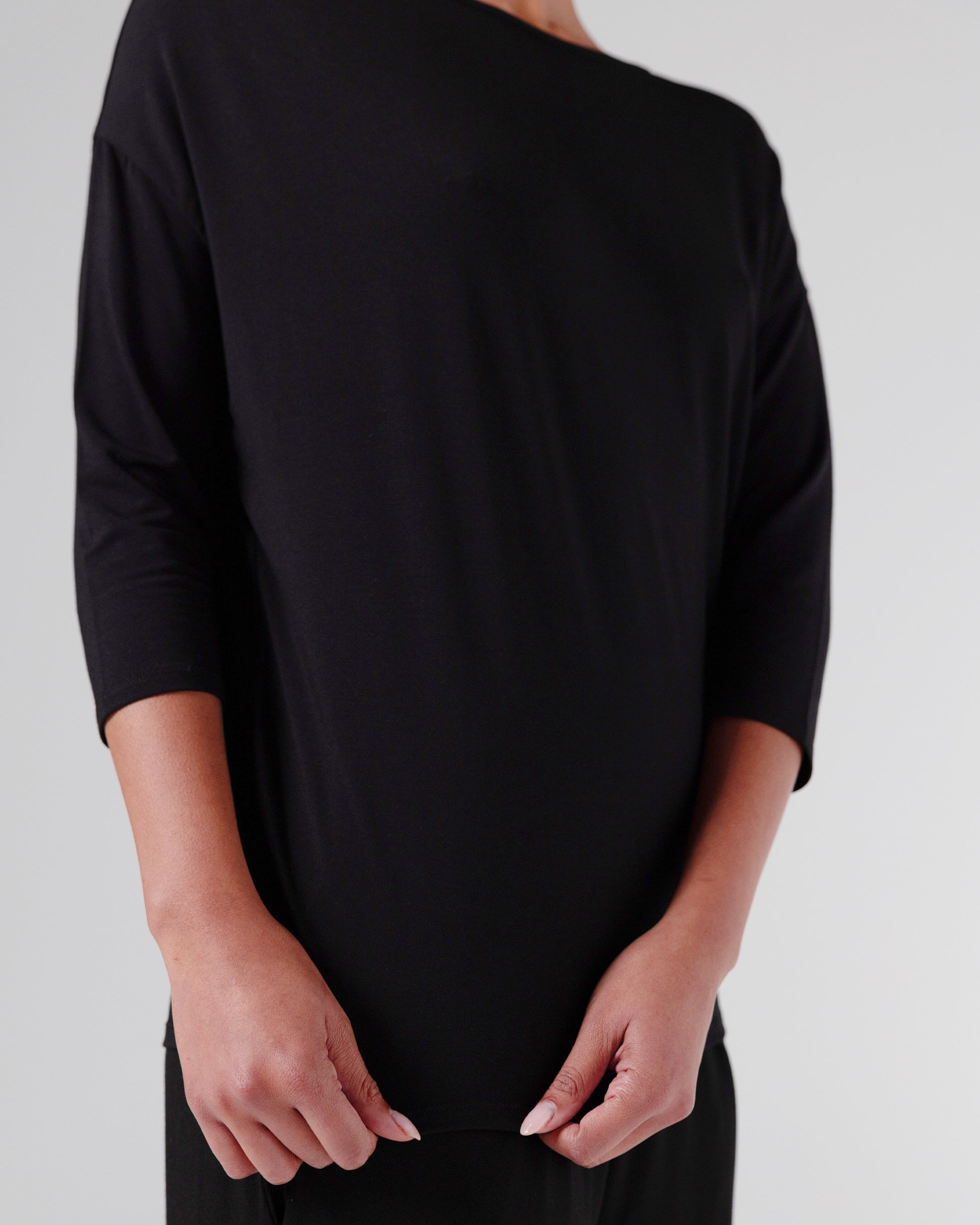 Modal Luxe Layer Tee 3/4 Sleeve - Black