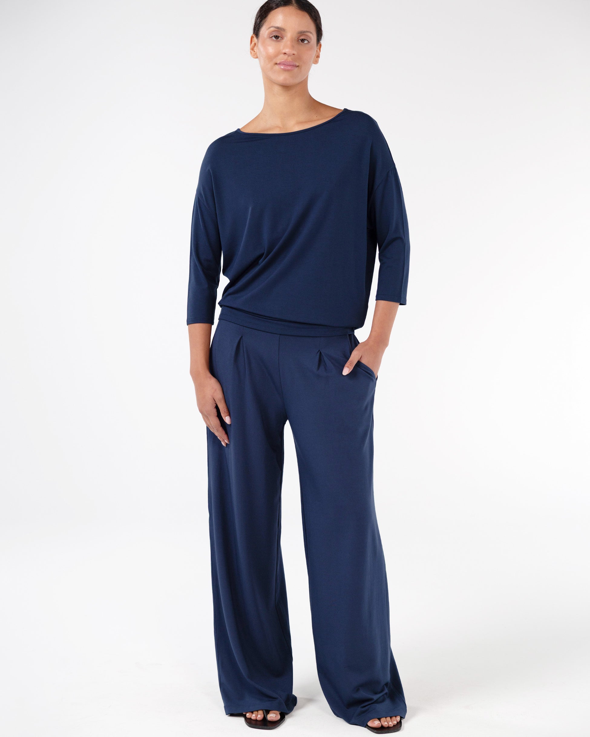 Modal Luxe Layer Tee 3/4 Sleeve - Navy