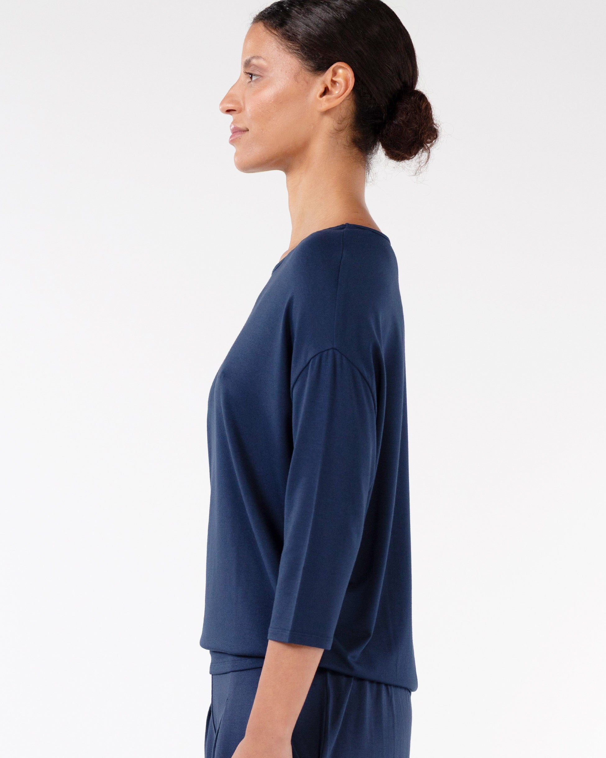 Modal Luxe Layer Tee 3/4 Sleeve - Navy
