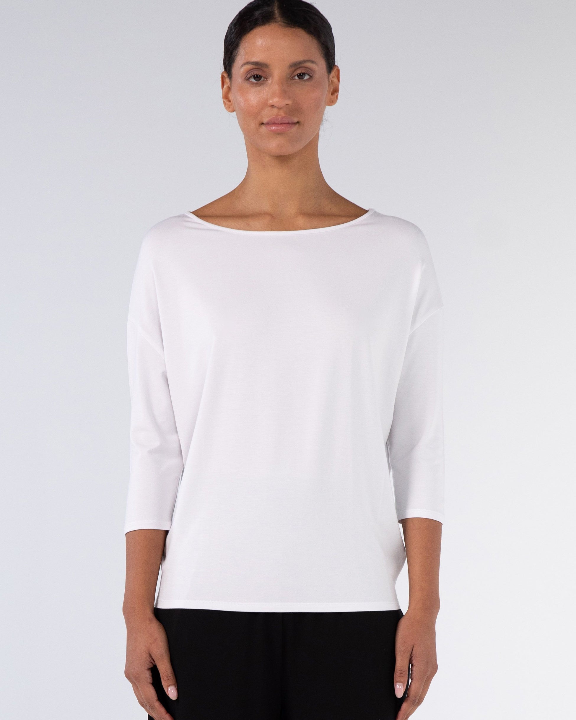 Modal Luxe Layer Tee 3/4 Sleeve - White