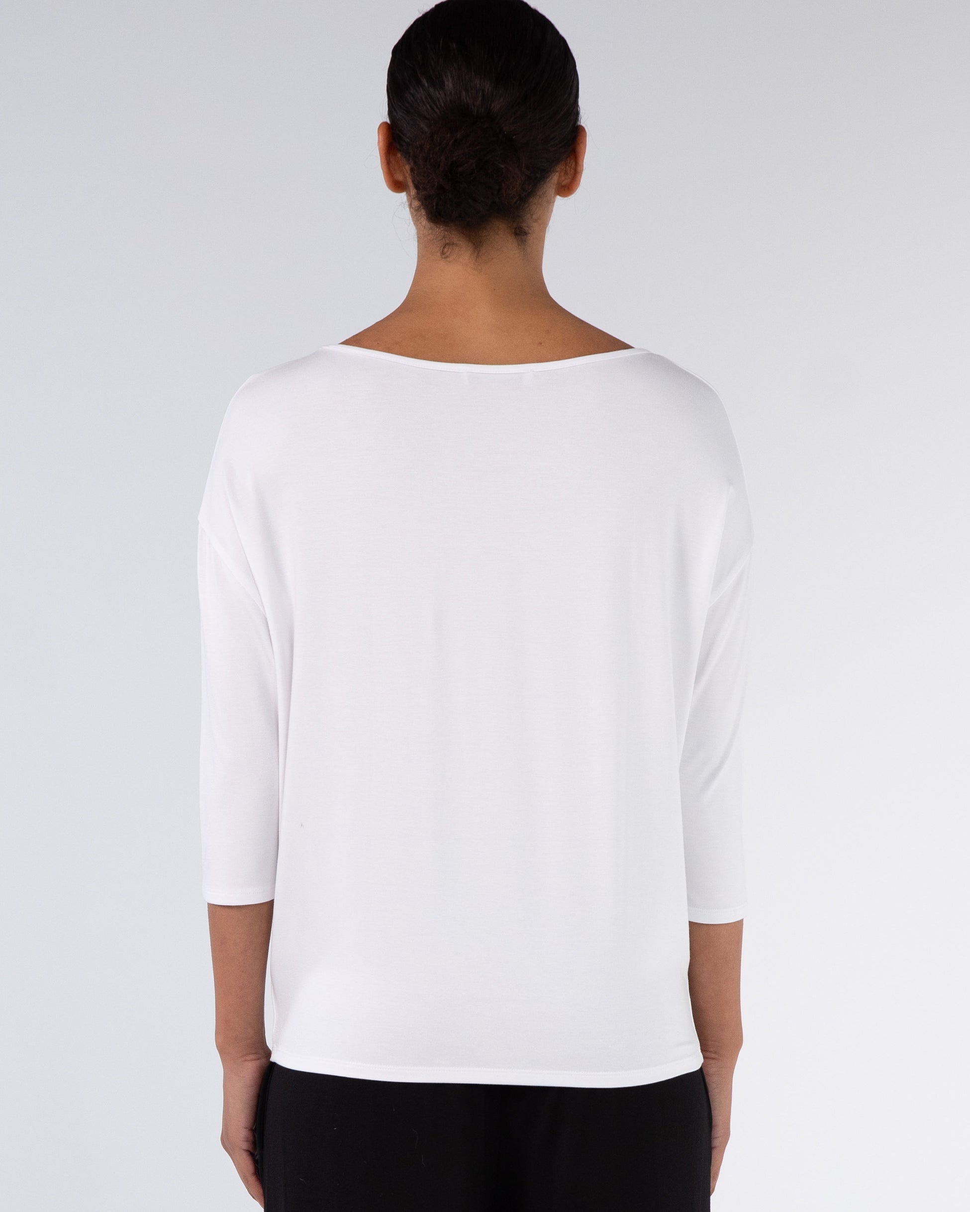 Modal Luxe Layer Tee 3/4 Sleeve - White