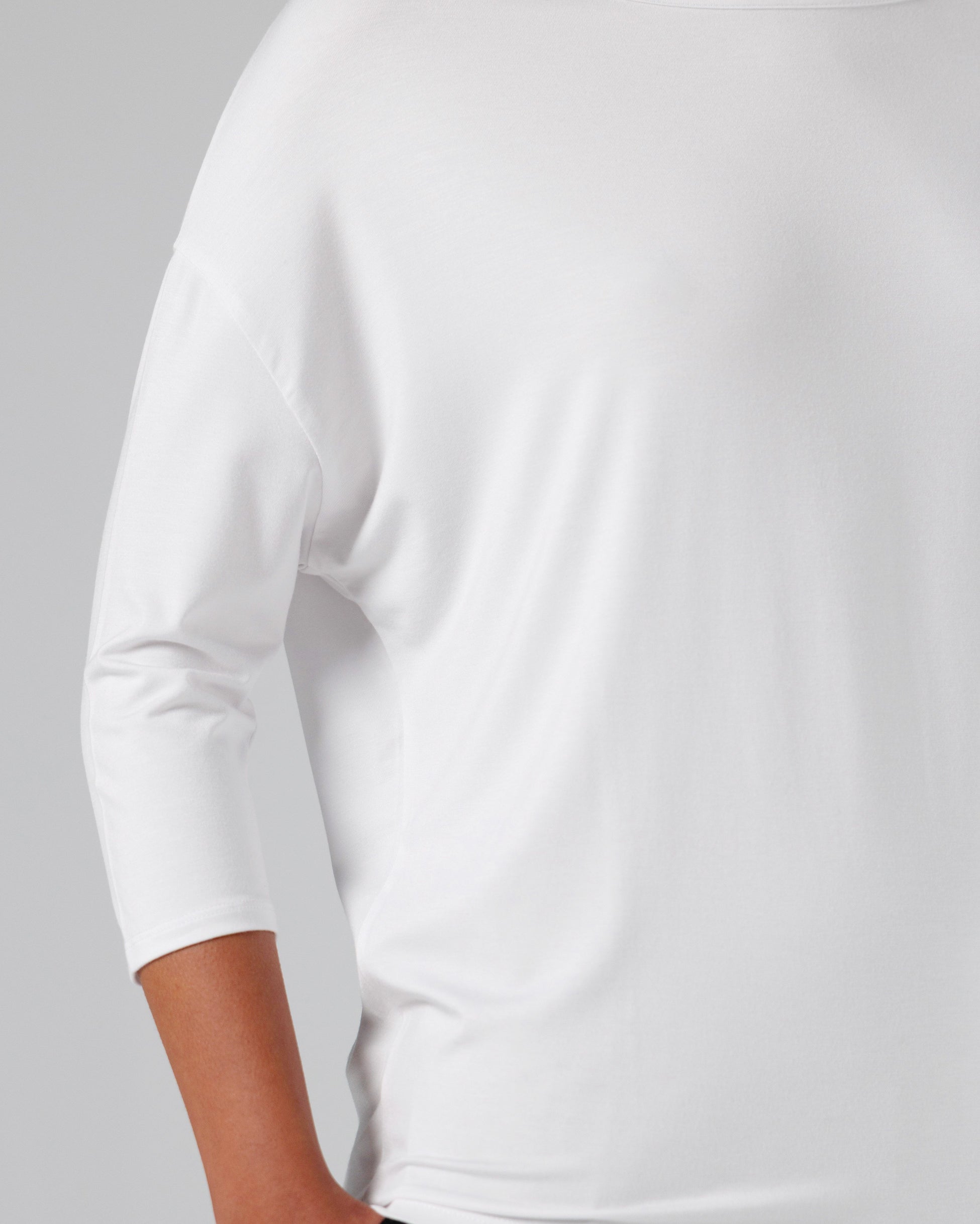 Modal Luxe Layer Tee 3/4 Sleeve - White
