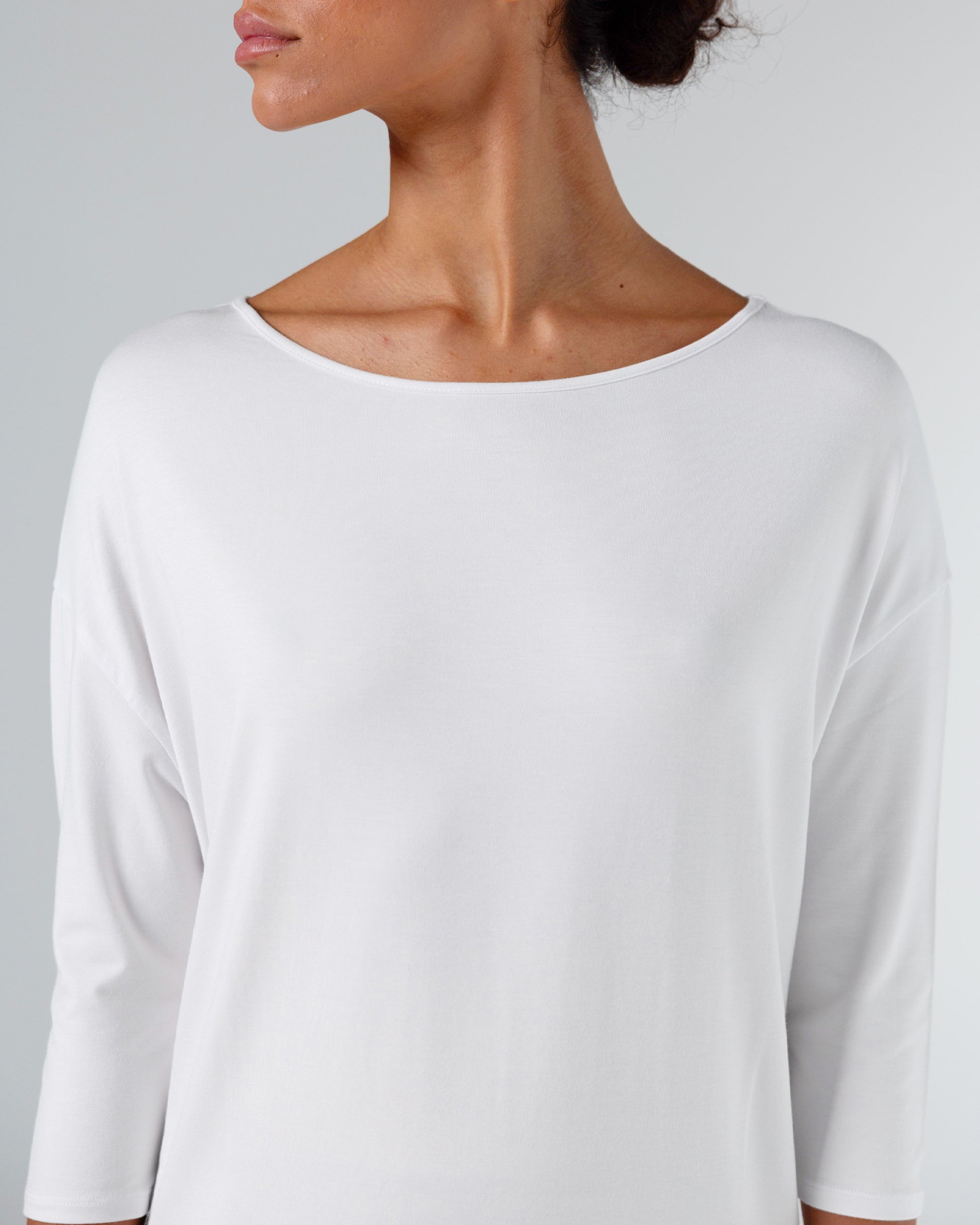 Modal Luxe Layer Tee 3/4 Sleeve - White