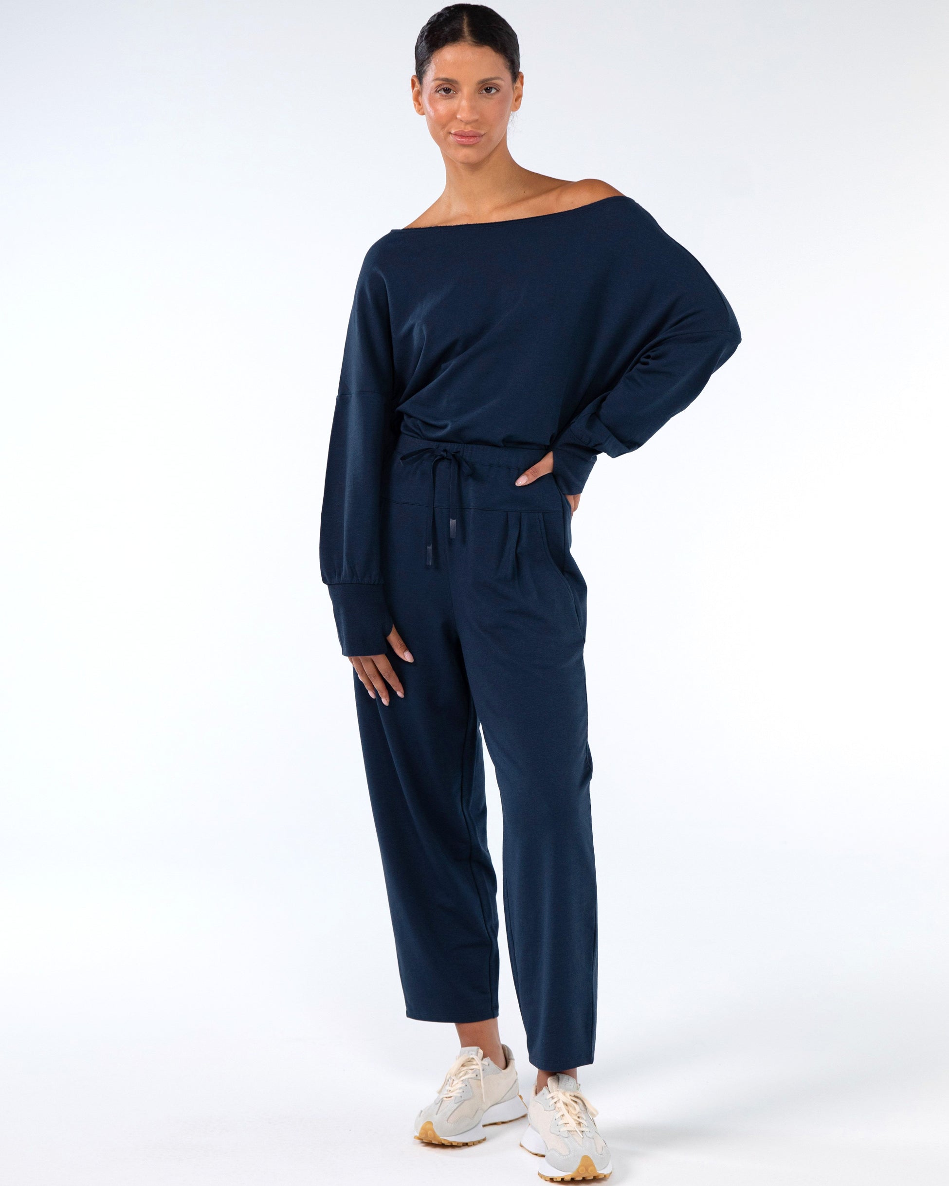 Kyoto Ankle Length French Terry Jogger - Navy