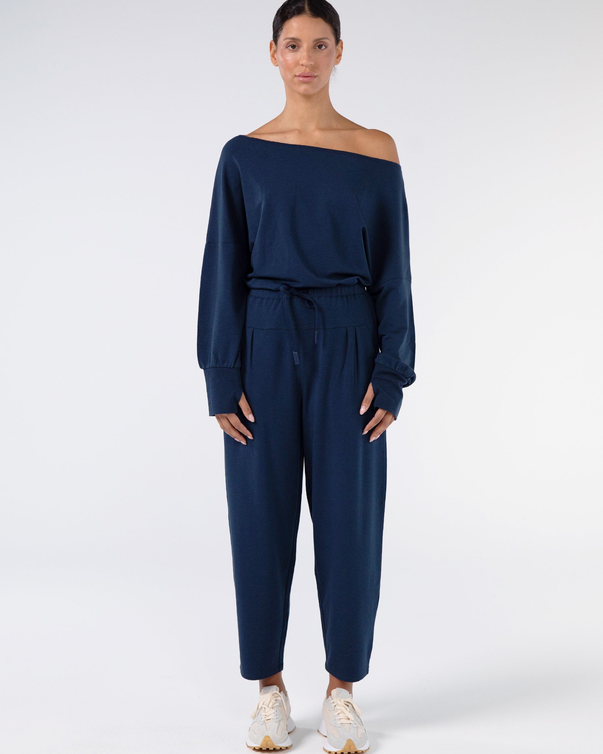 Kyoto Ankle Length French Terry Jogger - Navy