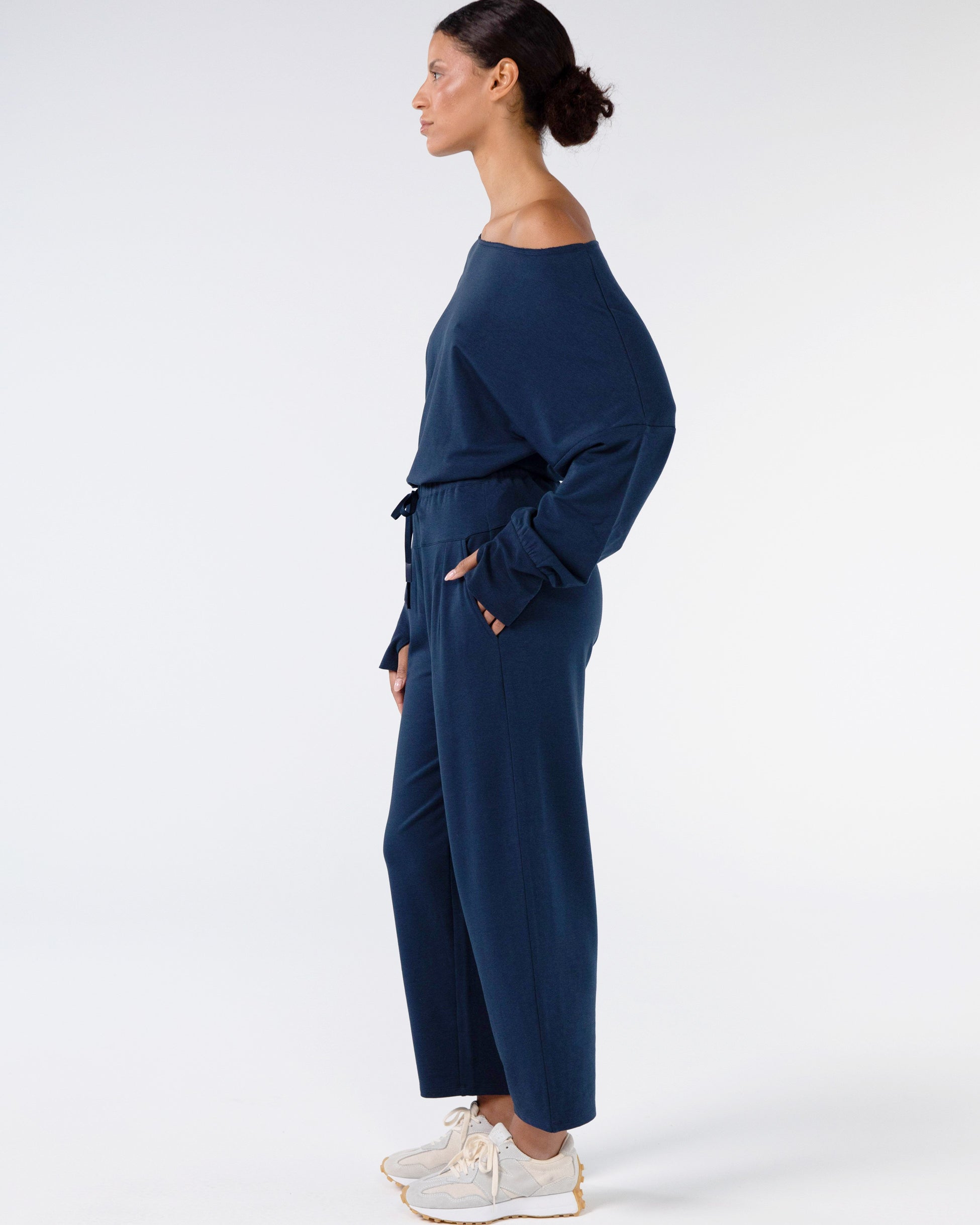 Kyoto Ankle Length French Terry Jogger - Navy