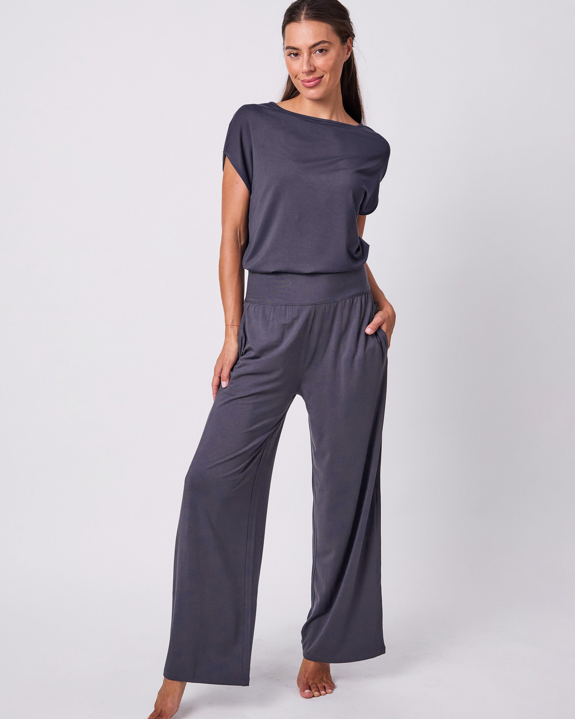 Nomad Modal Wide Leg Pant - Charcoal