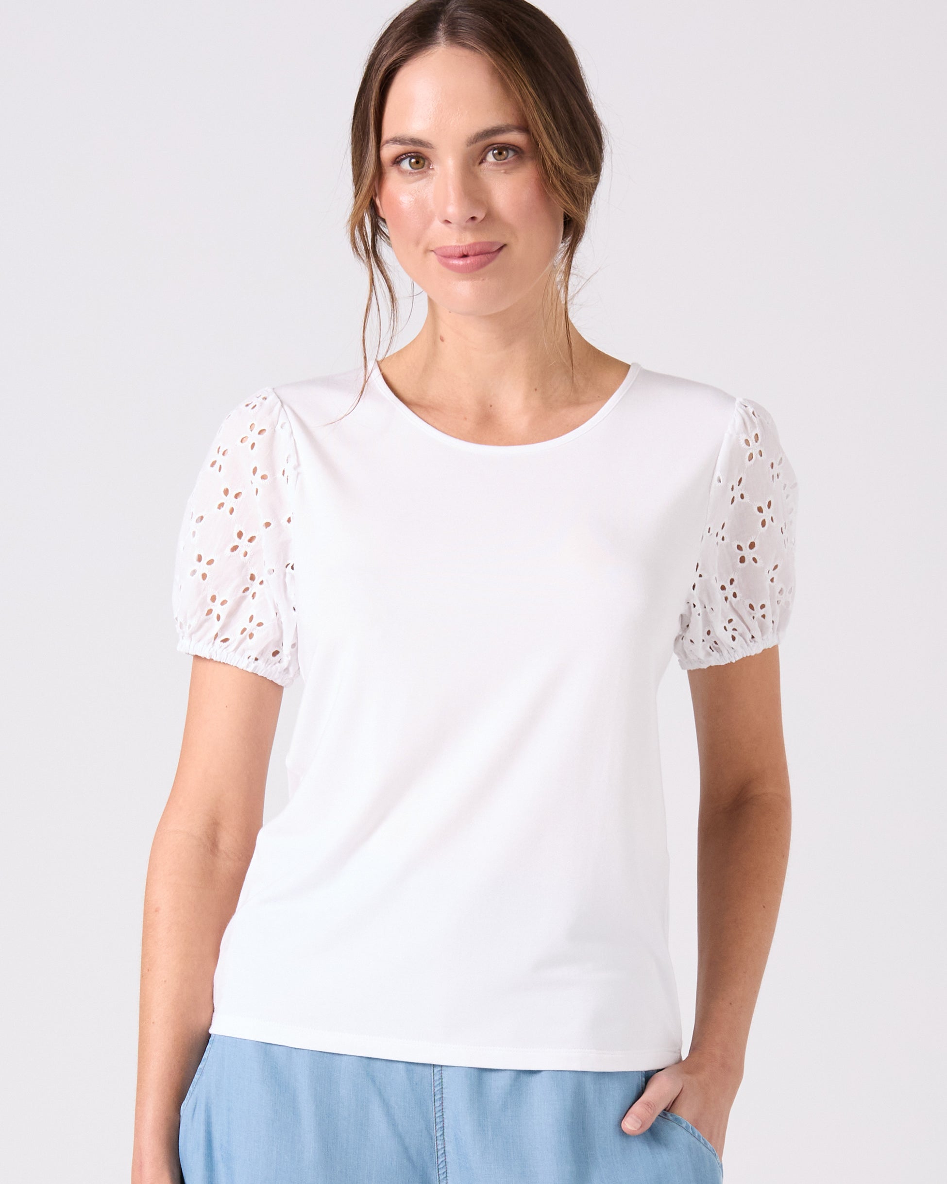 Broderie Anglaise Top - White