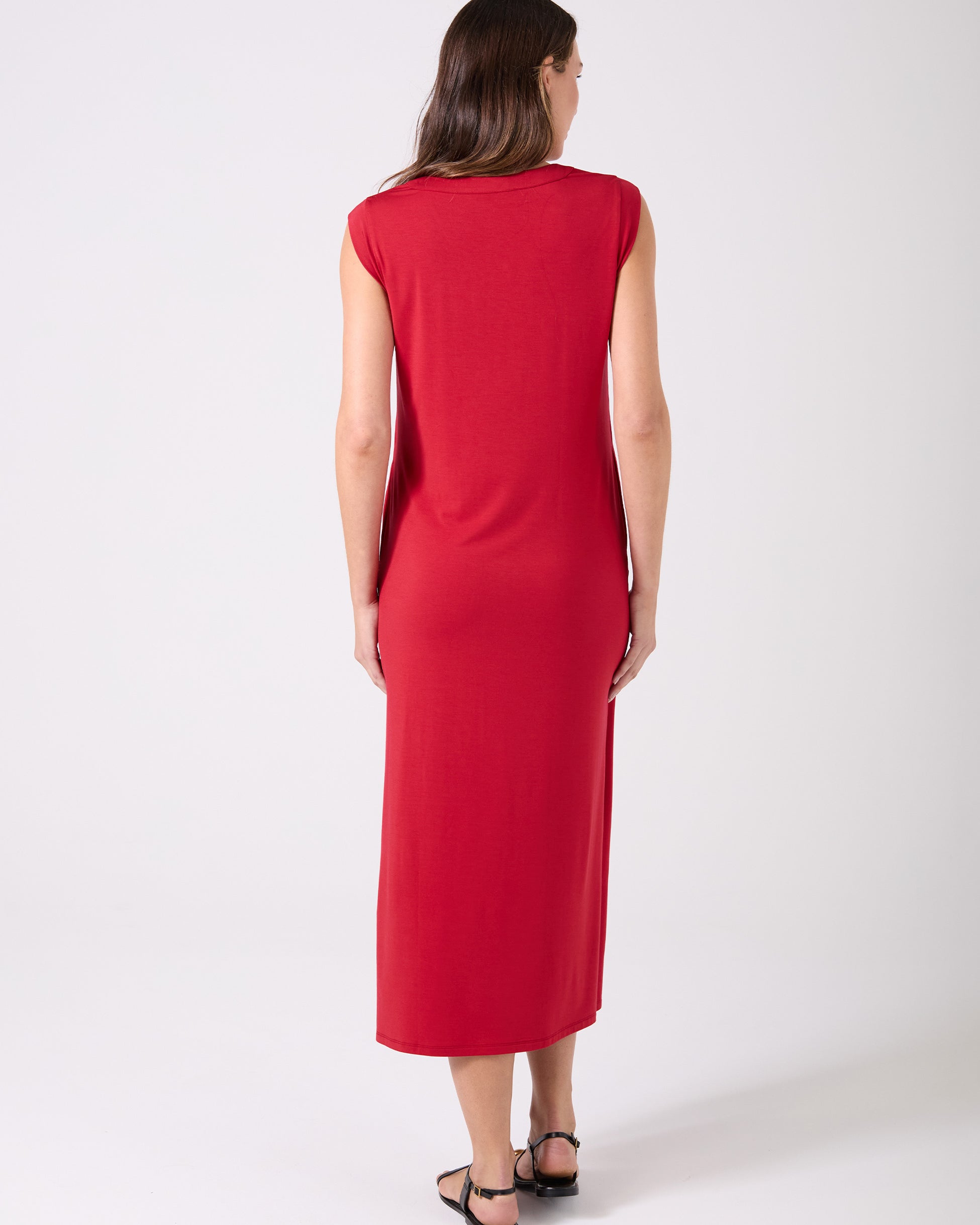 Everly V Neck Maxi Dress - Cherry