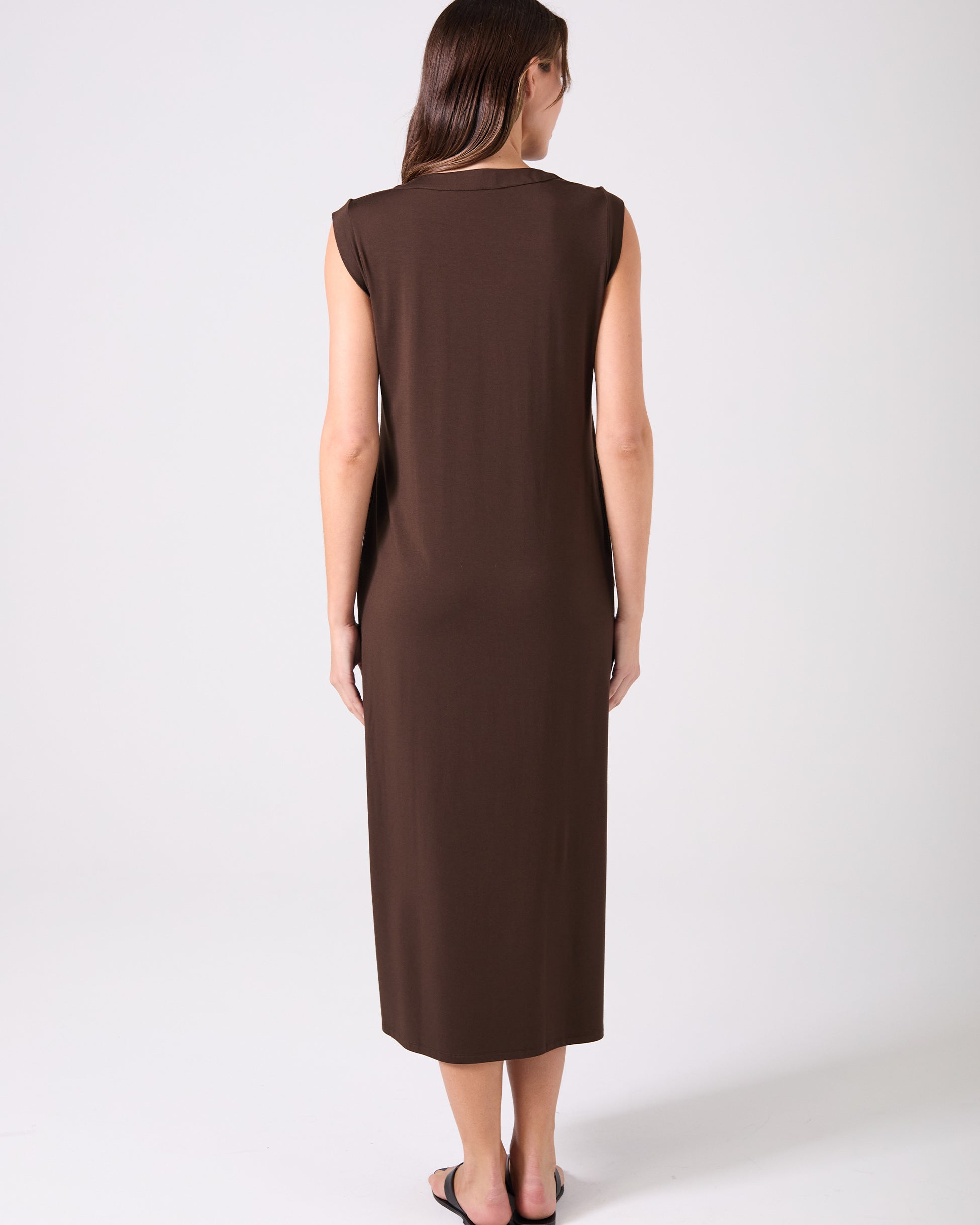 Everly V Neck Maxi Dress - Coffee Bean