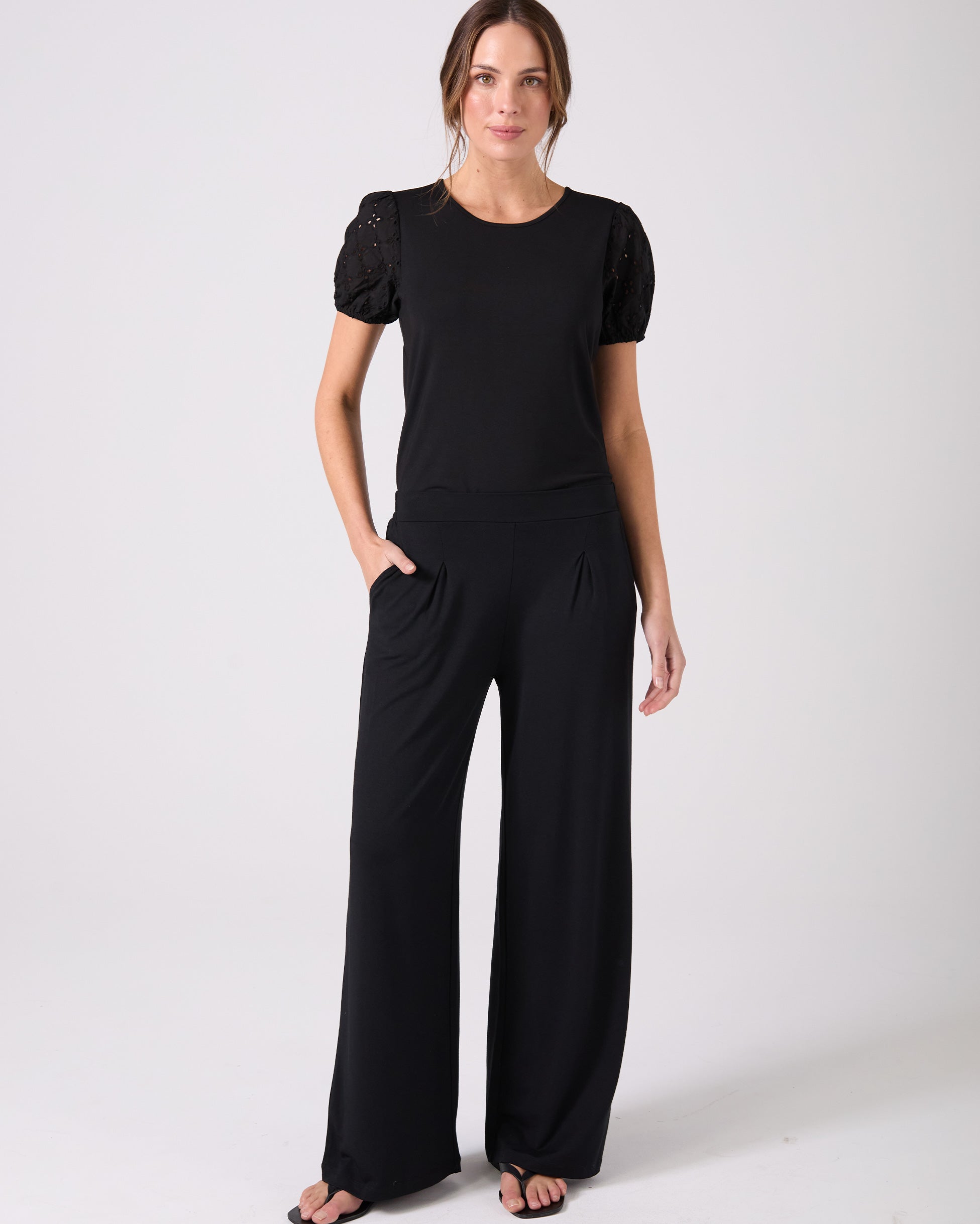 Broderie Anglaise Top - Black