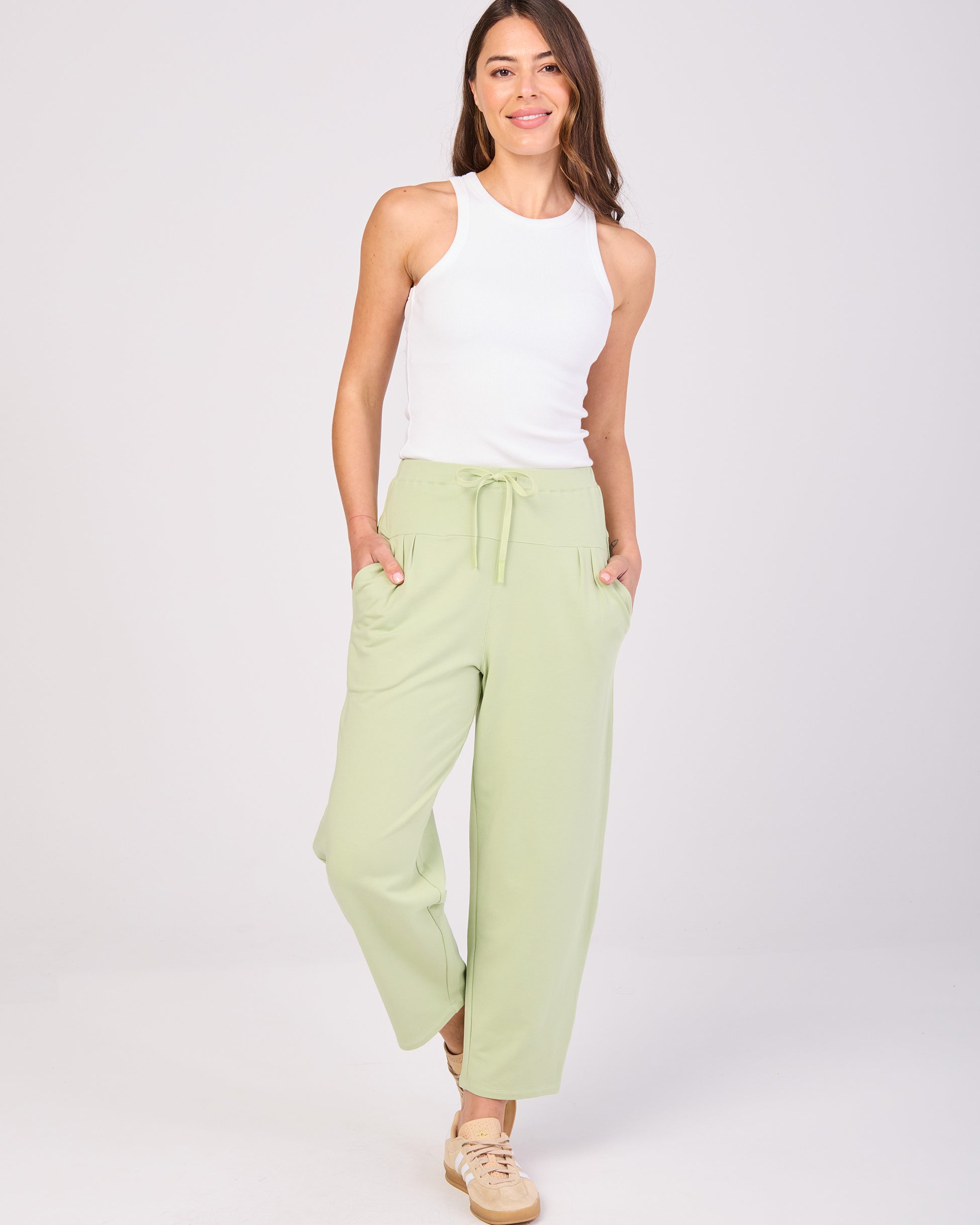 Kyoto Ankle Length French Terry Jogger - Matcha Green