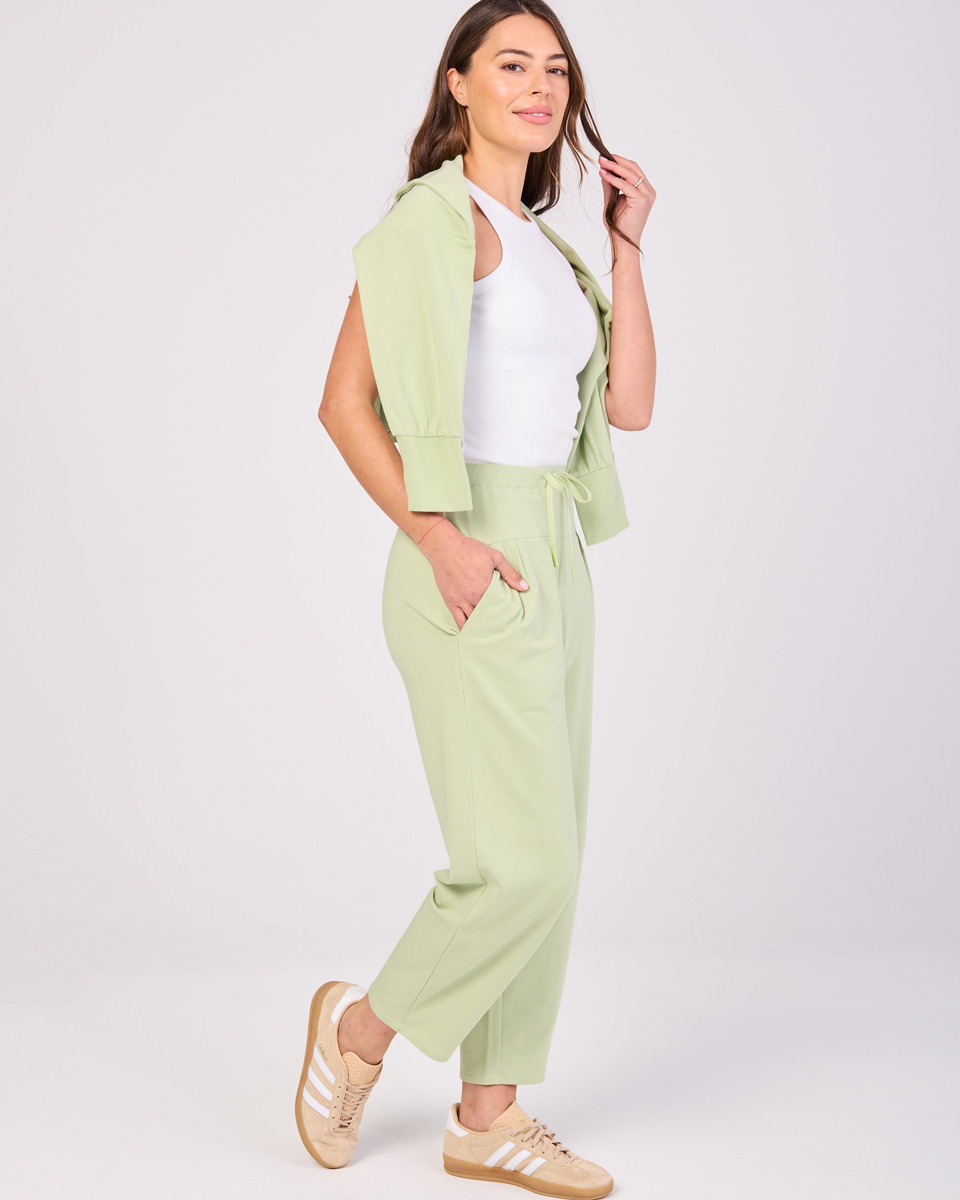 Kyoto Ankle Length French Terry Jogger - Matcha Green