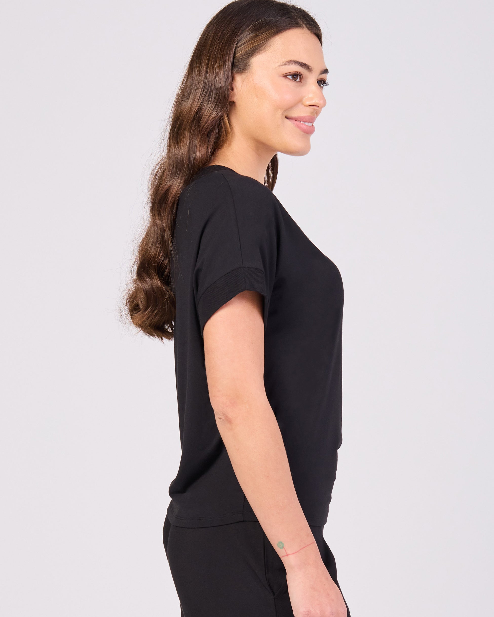Simone V Neck Top- Black