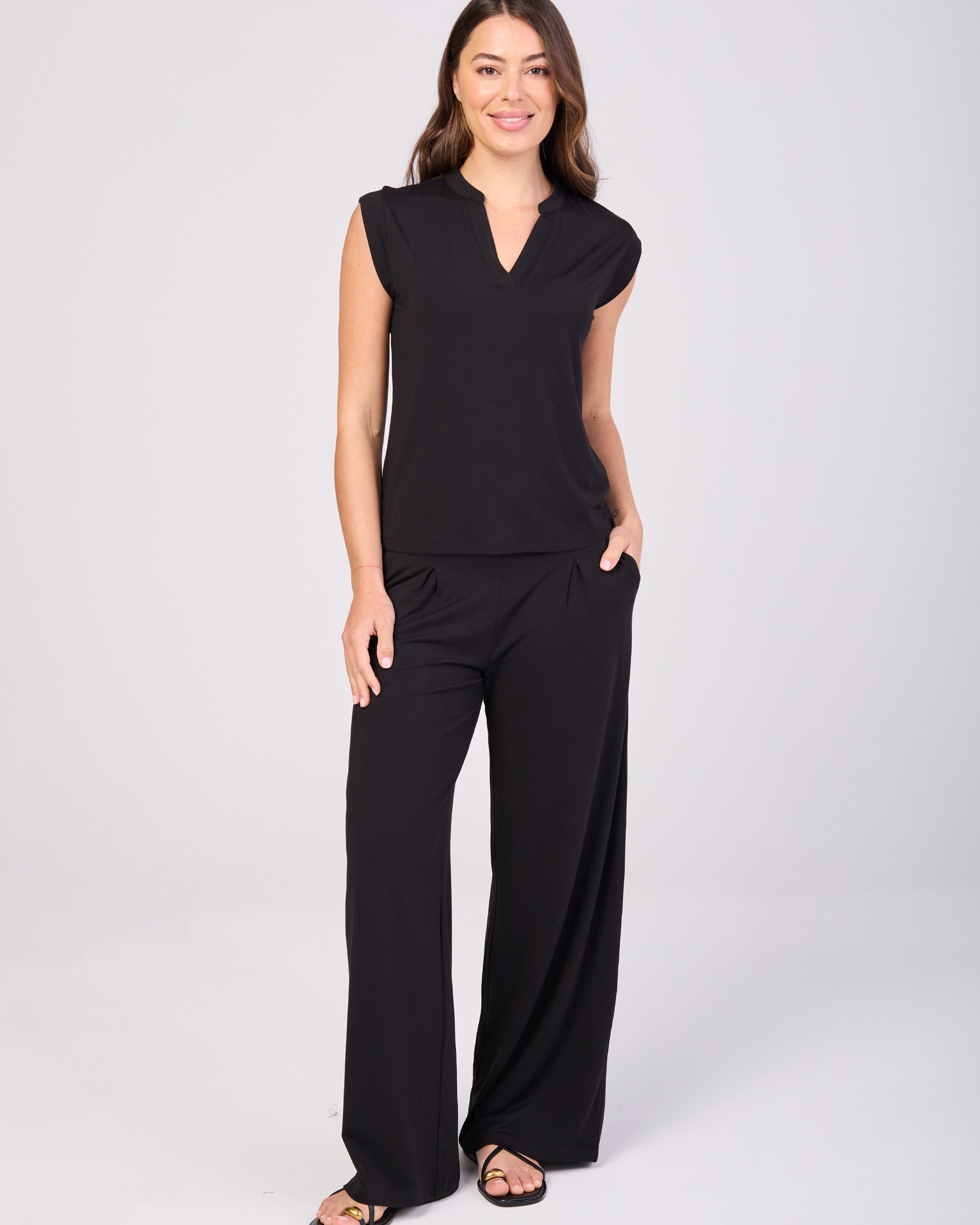 Nero Placket Tee - Black